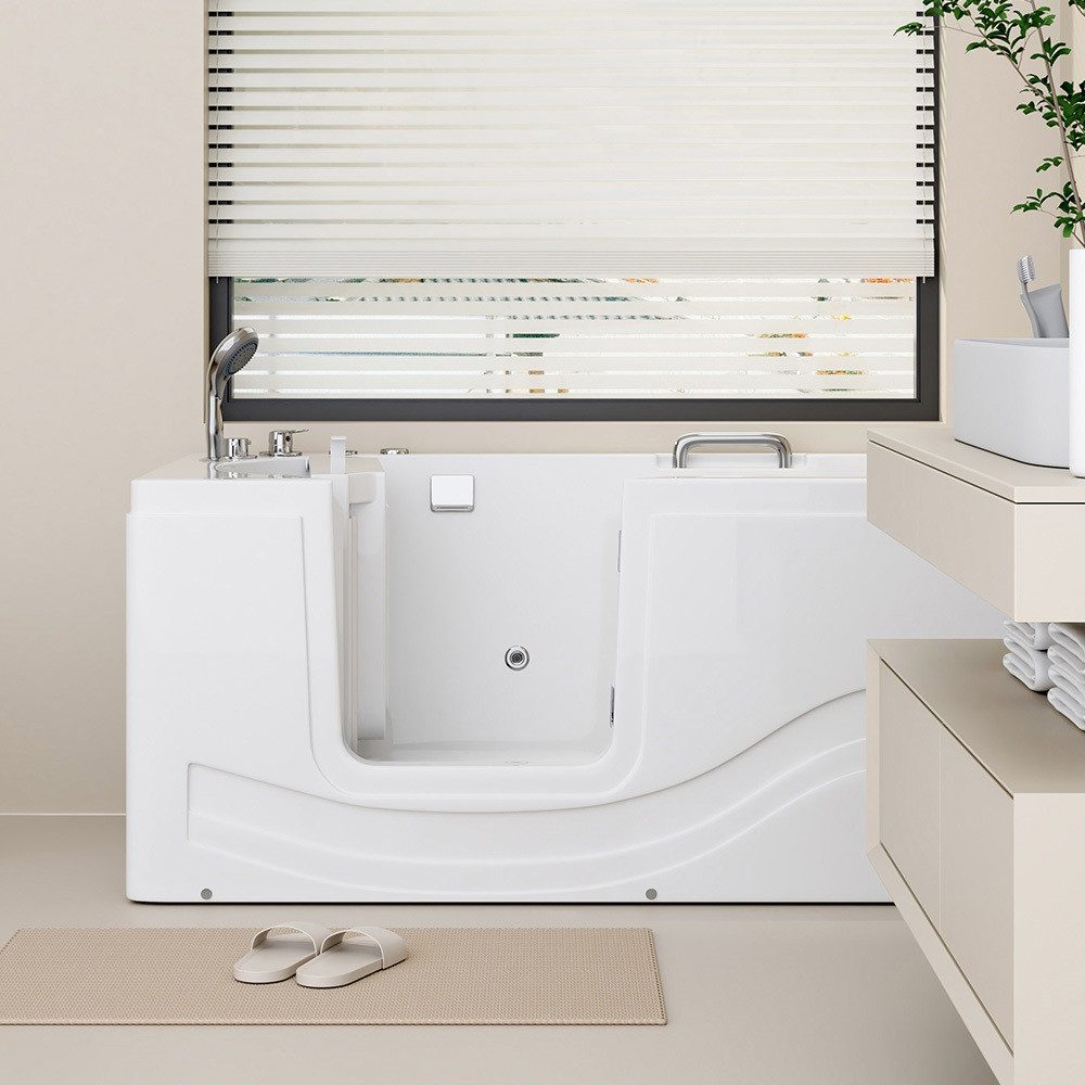 HOME DELUXE Badewanne Seniorenbadewanne VITAL, 153 x 76 x 64 cm, integrierte Tür & Whirlpoolfunktion