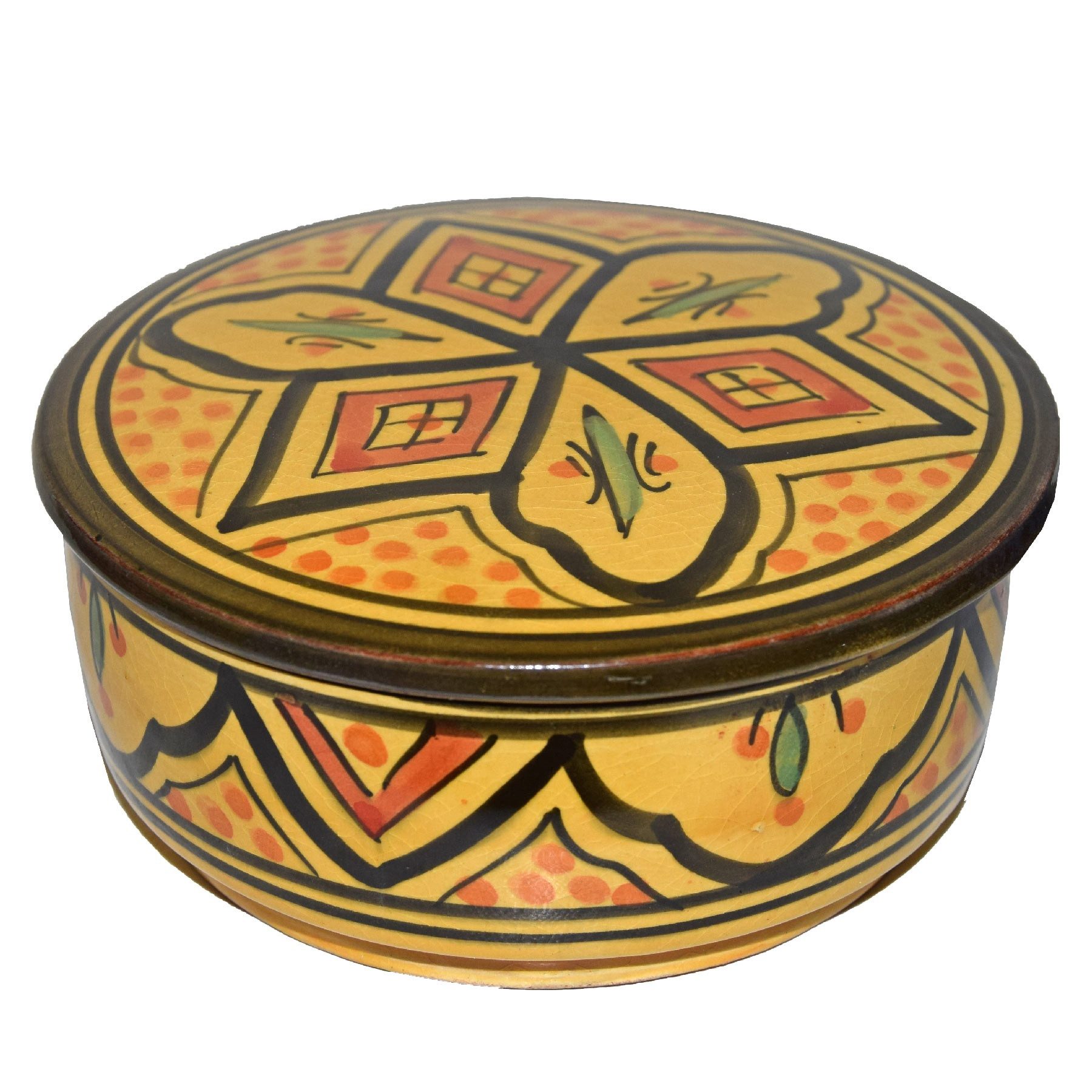 SIMANDRA Aufbewahrungsdose Marokkanische Keramikdose, – Aufwendig bemalt, ideal für Küche oder Badaccessoires