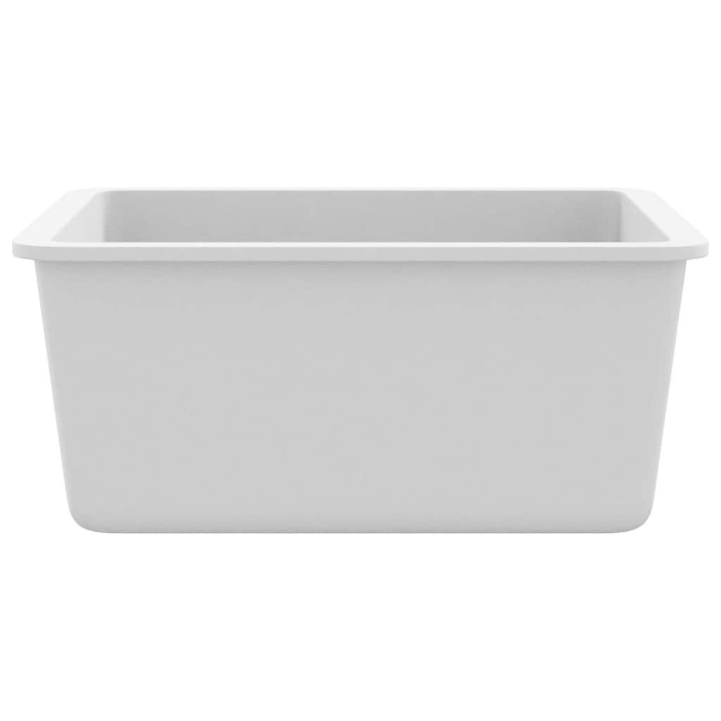 vidaXL Granitspüle Granitspüle Einzelbecken Weiß, 46/42 cm