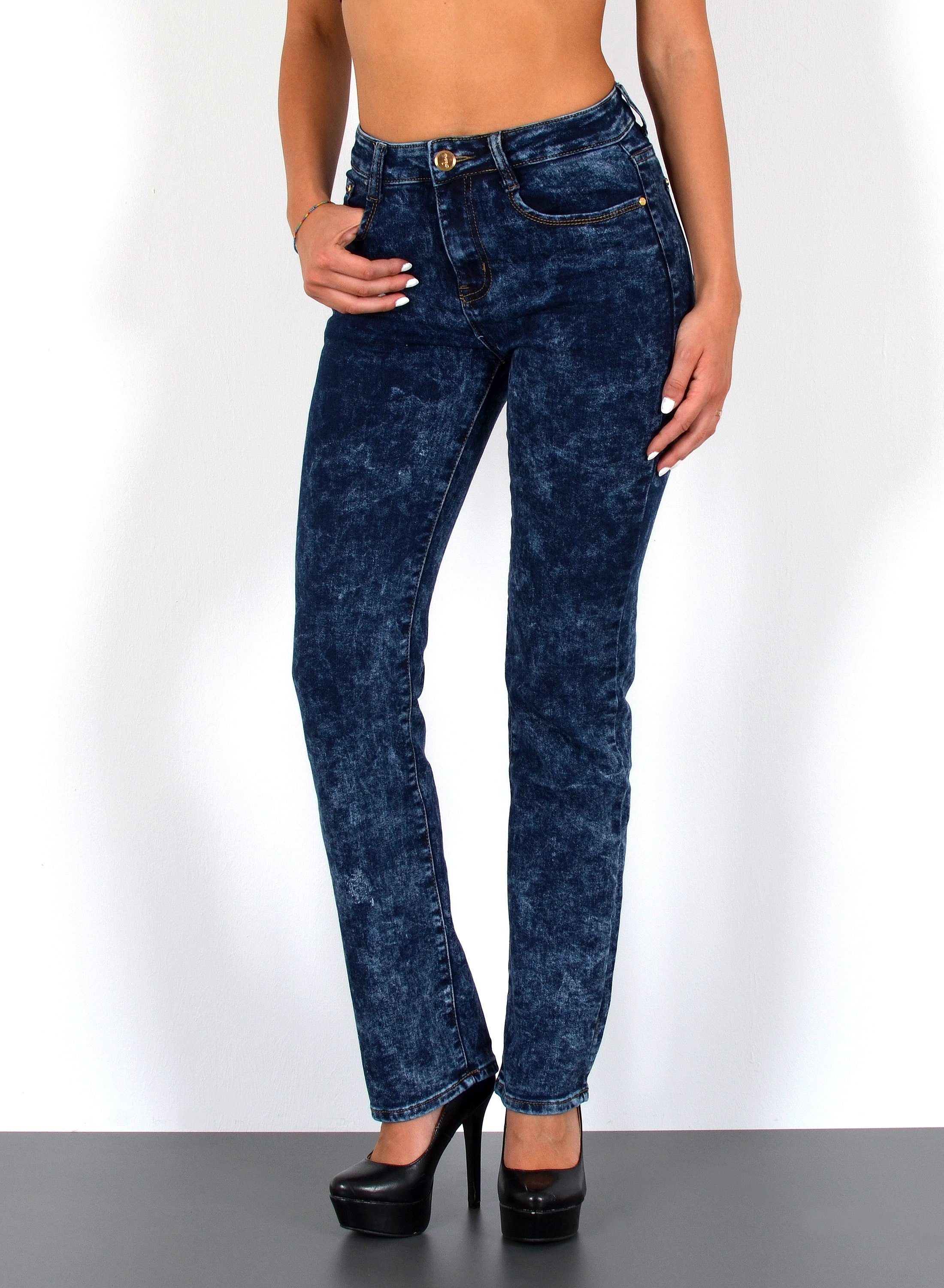 Aniston Jeans 18 Stretch Röhrenjeans 36 Denim Used Blau Damen Hose Sterne NEU 