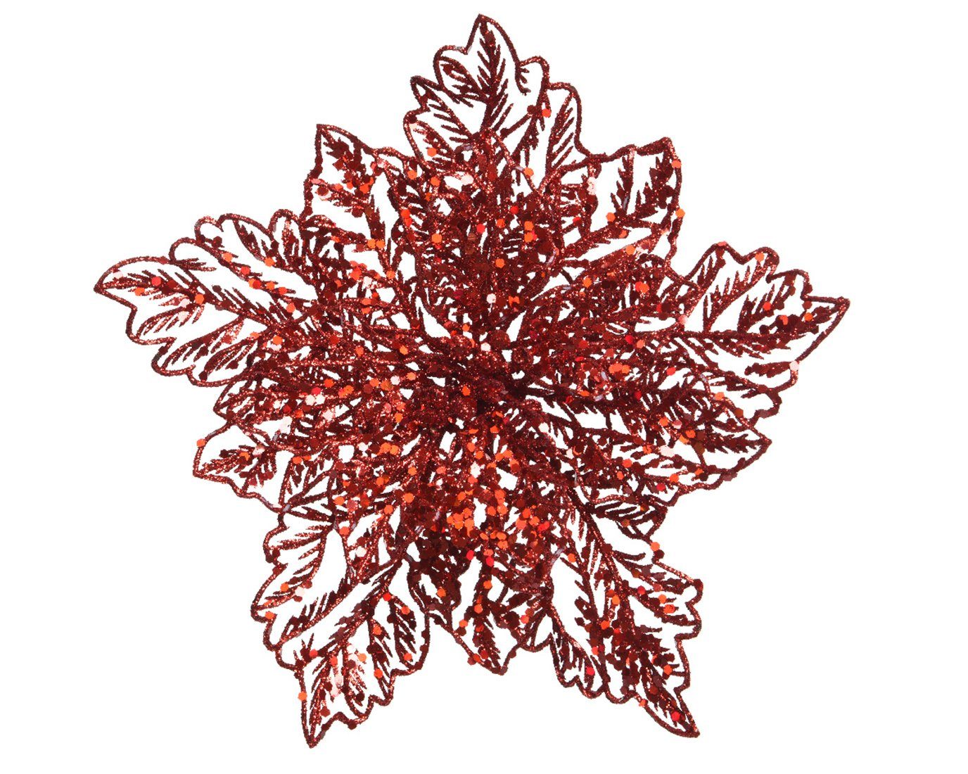 Decoris season decorations Weihnachtsbaumklammer, Weihnachtsstern rot Kunststoff - auf 23cm Blume Clip