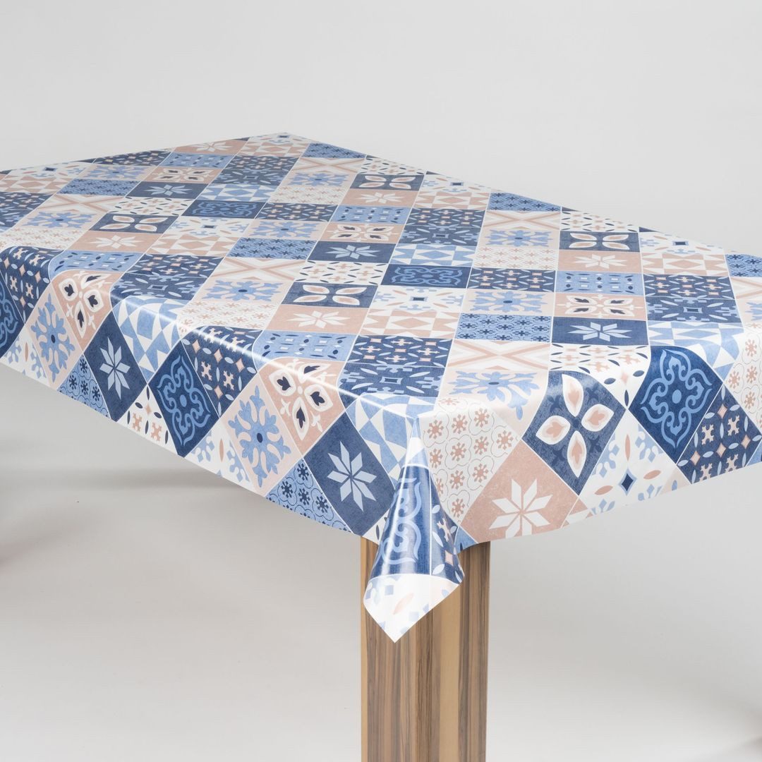laro Tischdecke laro Wachstuch-Tischdecke Wachstischdecke Kaleidoskop Braun Blau