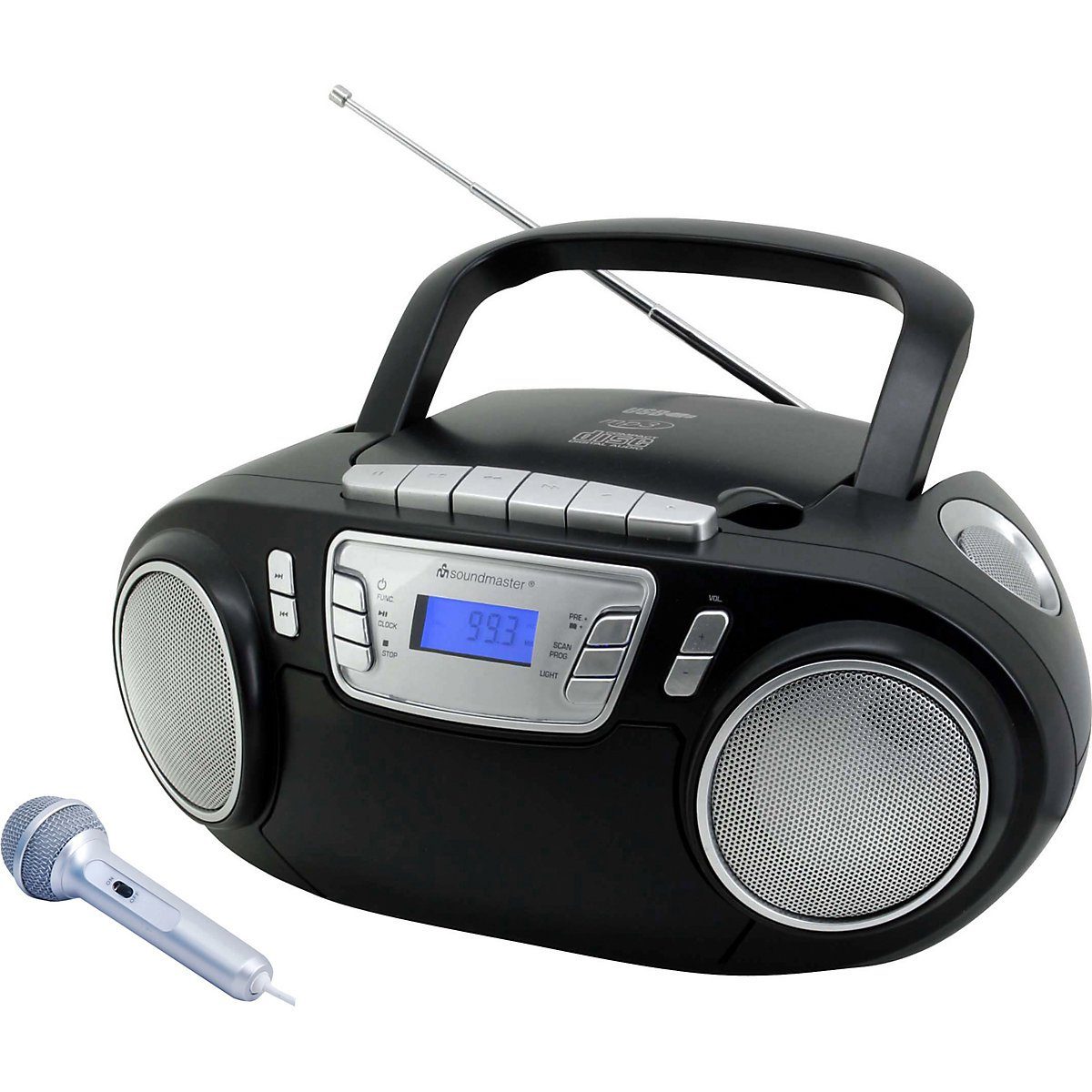 Soundmaster Soundmaster SCD5800GR MP3 Kassettenrekorder LED USB Mikrofon  Karaoke Radio