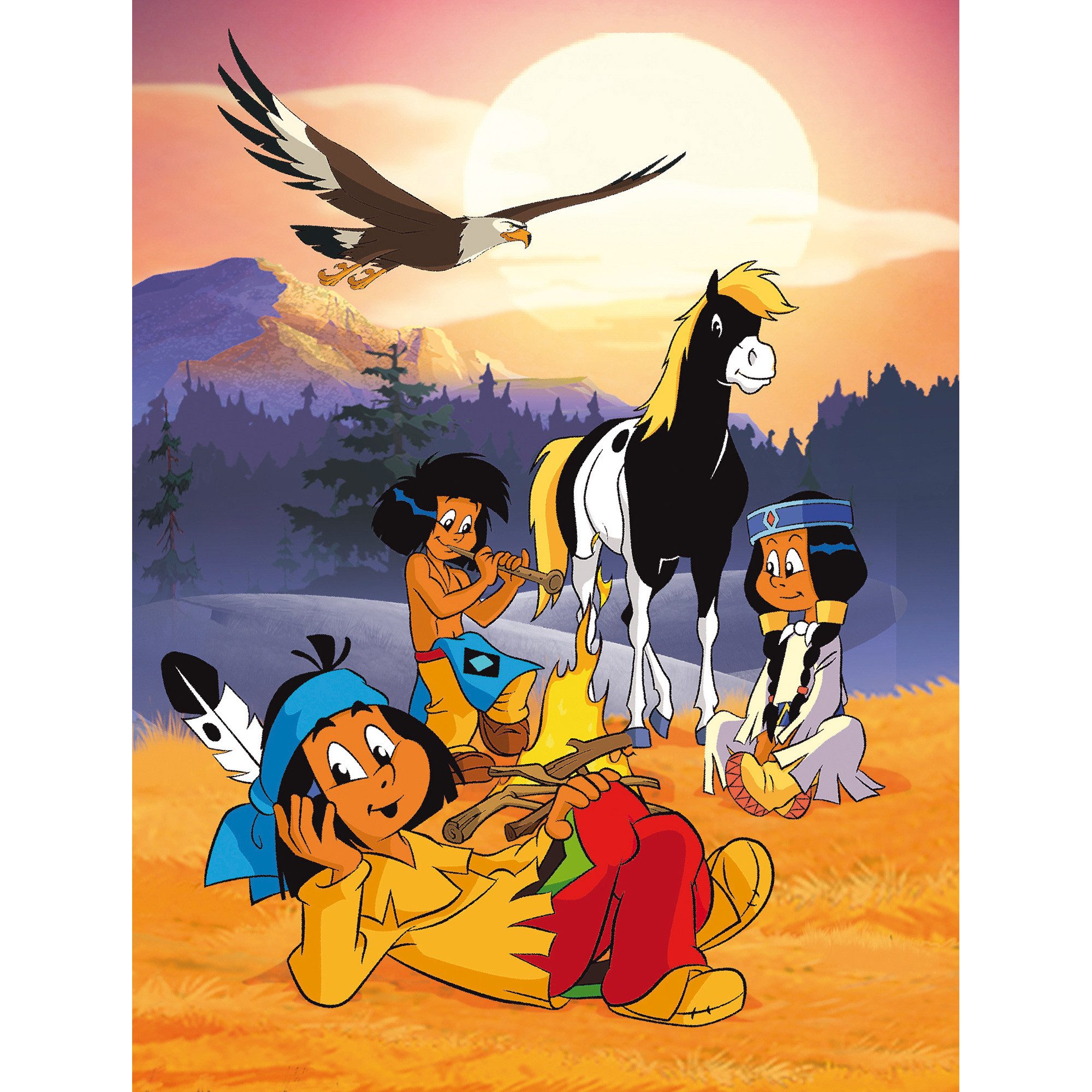 Kinderteppich Yakari Lagerfeuer Spiel-Teppich 100x133 cm