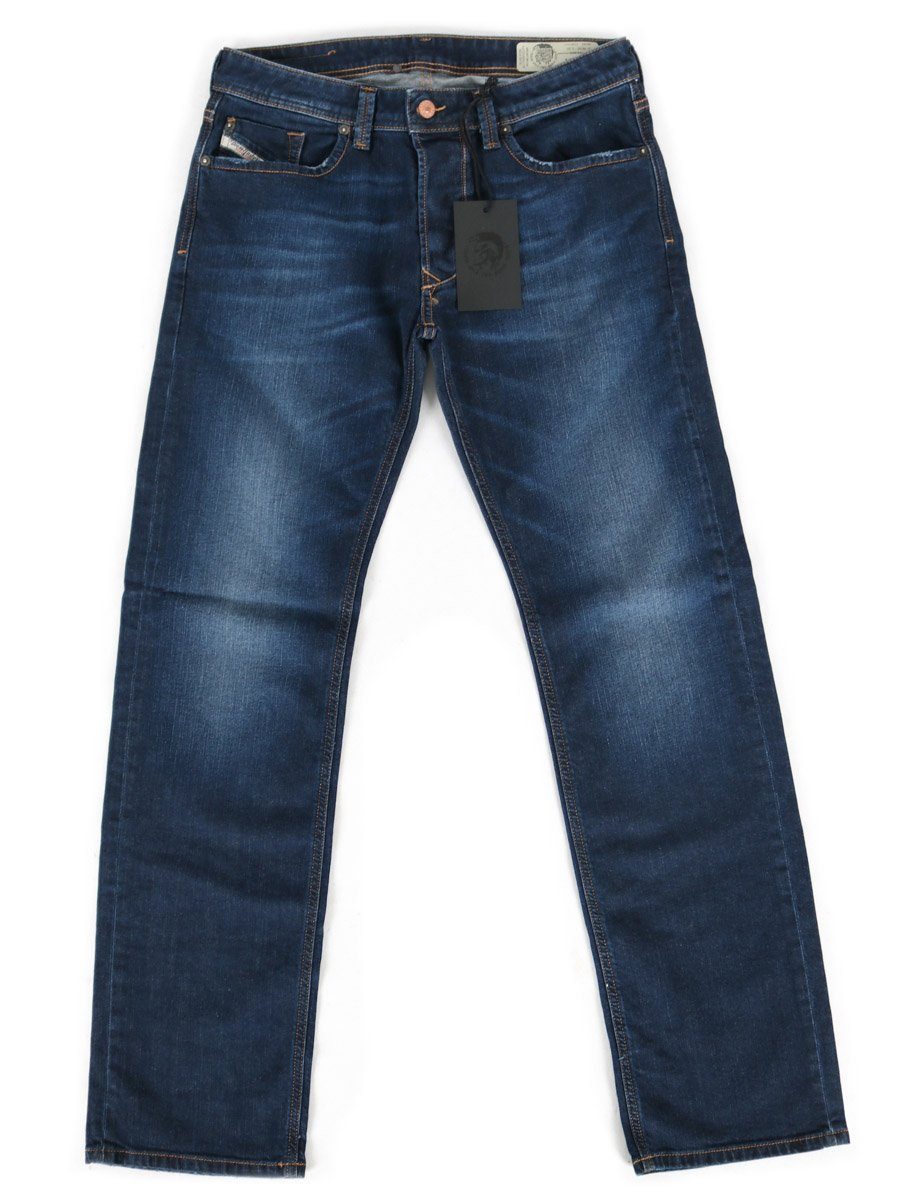 Diesel Regular-fit-Jeans Diesel Herren Regular Straight Fit Stretch Jeans Hose Dunkel Blau - Larkee 082AY
