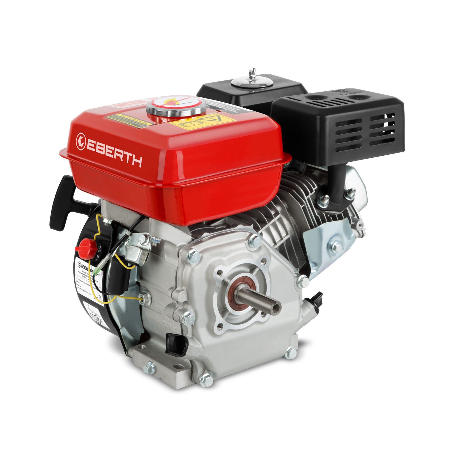 EBERTH Stromerzeuger 6,5 PS 4,8 kW Benzinmotor Standmotor mit 19,05 mm Ø Welle, 4-Takt, 1 Zylinder Industriemotor, 196 ccm Hubraum