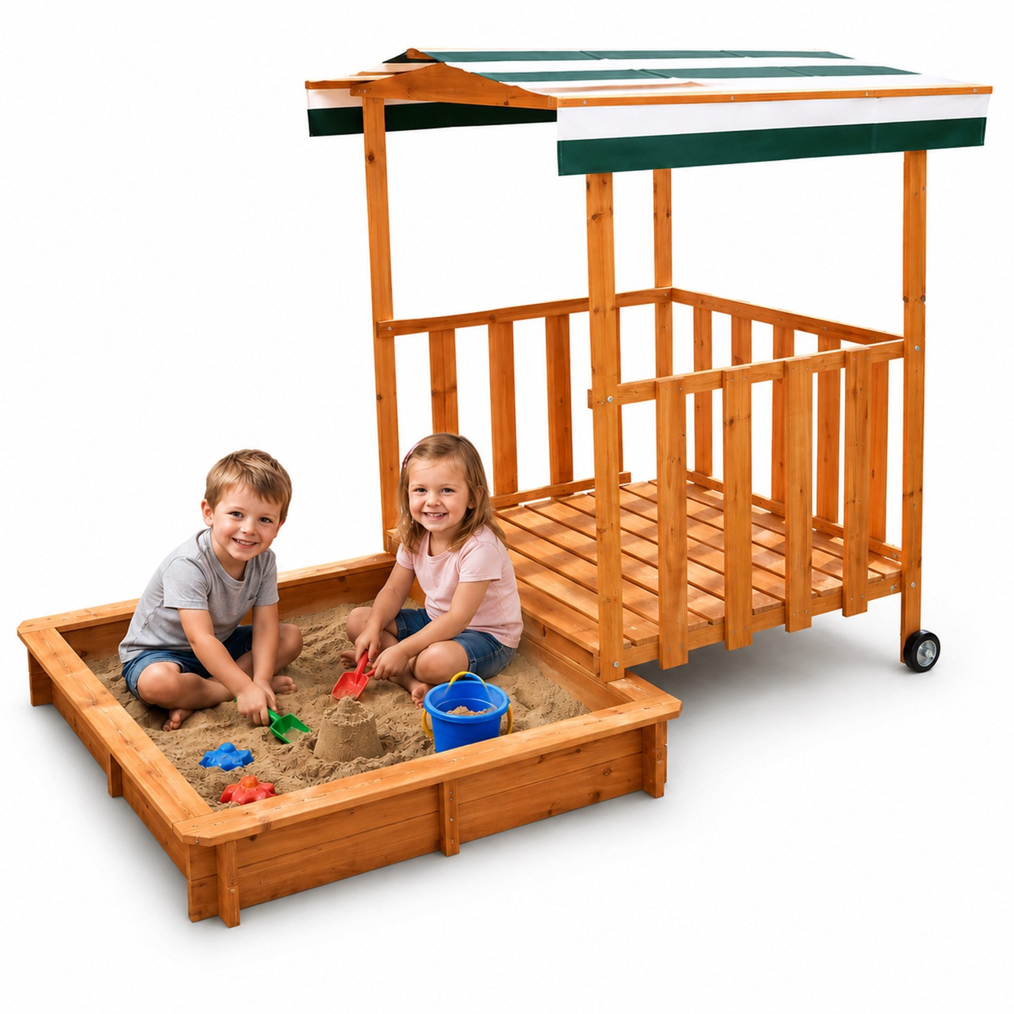 Mucola Sandkasten Sandkasten Sandkiste Holz Dach Sandbox Plane Kinder Spielhaus Sitzbank, (Stück, Sandkasten), Bereits imprägniert (biologisch unbedenklich)