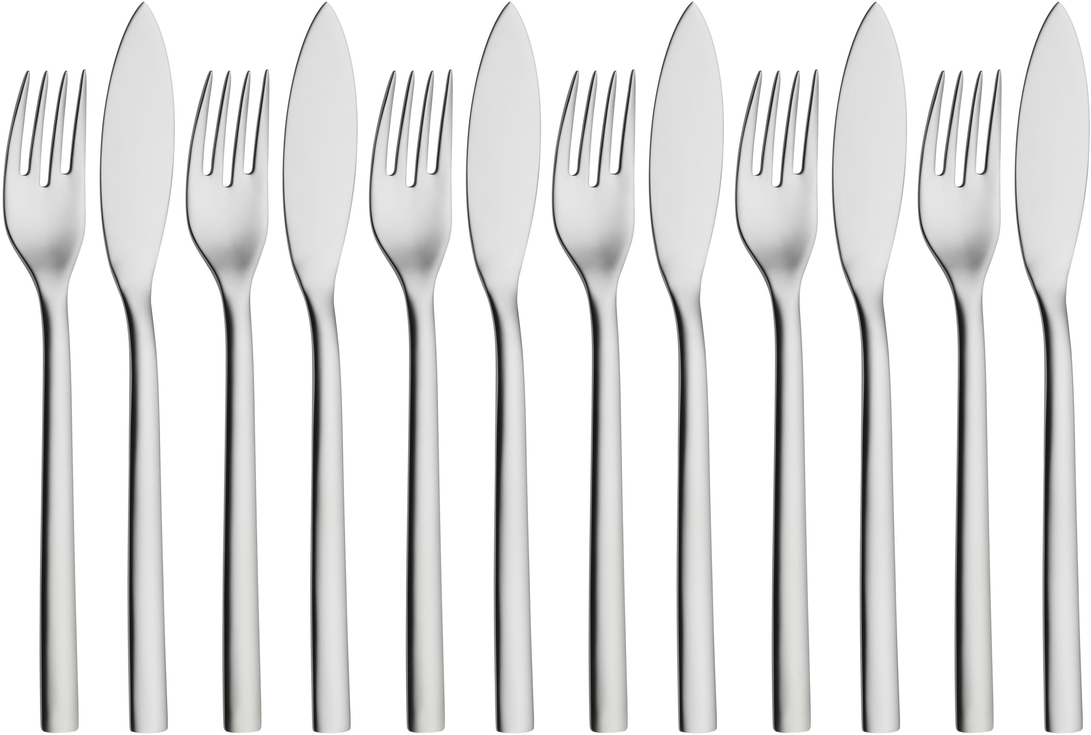 WMF Fischbesteck Nuova (12-tlg), 6 Personen, Cromargan® Edelstahl Rostfrei 18/10, 12-tlg., Cromargan Edelstahl rostfrei 18/10