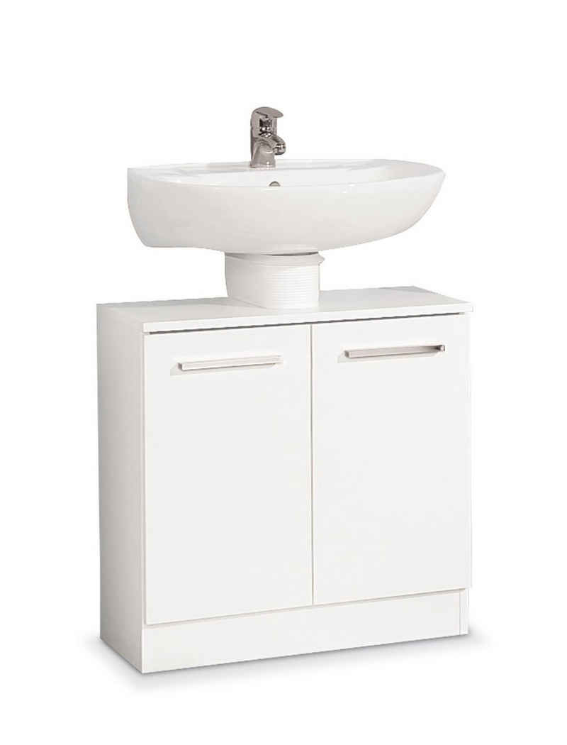PELIPAL Waschbeckenunterschrank TRIER, Weiß matt, Weiß glänzend, mit 2 Türen, Badmöbel, 60 x 62 x 33 cm