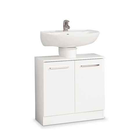 PELIPAL Waschbeckenunterschrank TRIER, Weiß matt, Weiß glänzend, mit 2 Türen, Badmöbel, 60 x 62 x 33 cm