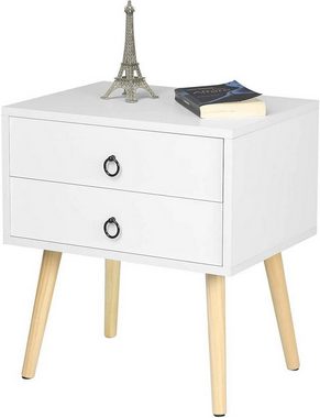 EUGAD Nachttisch (2-St), mit 2 Schubladen Holzbeine, MDF 46x35x50cm Weiß