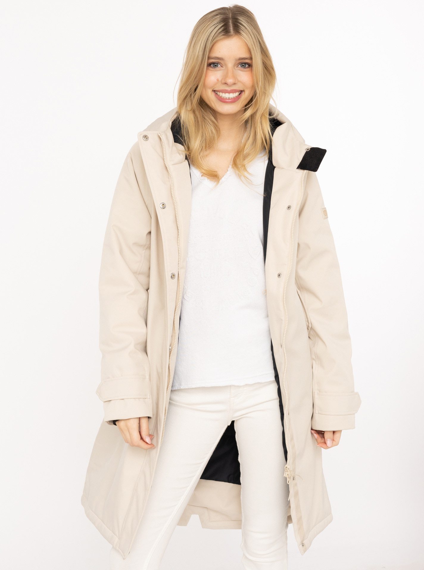 Zwillingsherz Kurzmantel "Keep Smiling" Kapuze, verdeckter Reißverschluss günstig online kaufen