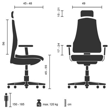 hjh OFFICE Drehstuhl Profi Bürostuhl ERGO LINE II PRO Leder (1 St), Schreibtischstuhl ergonomisch