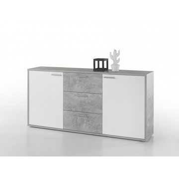 Bega Consult Kommode MOUNTAIN Beton grau / HG weiß Highboard Kommode Sideboard breit