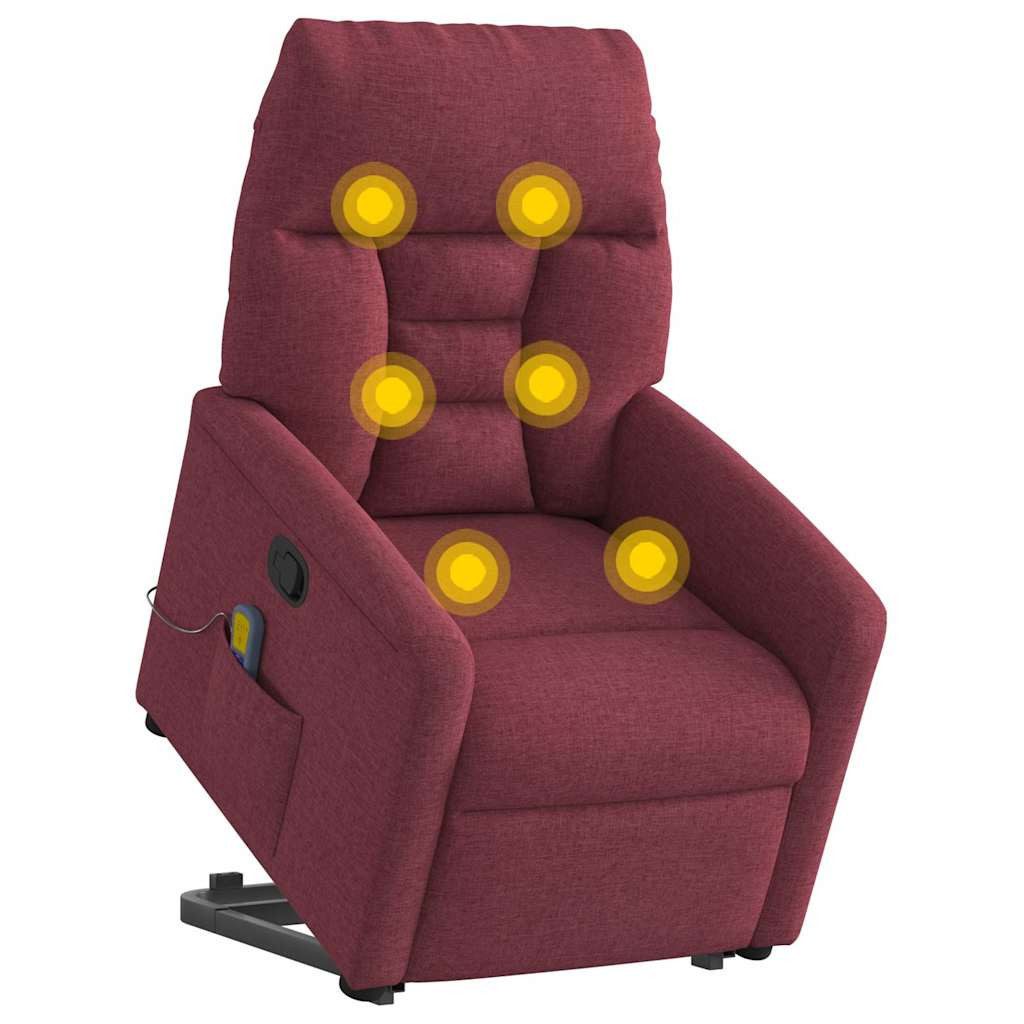 vidaXL Sessel Massagesessel mit Aufstehhilfe Weinrot Stoff (1-St)