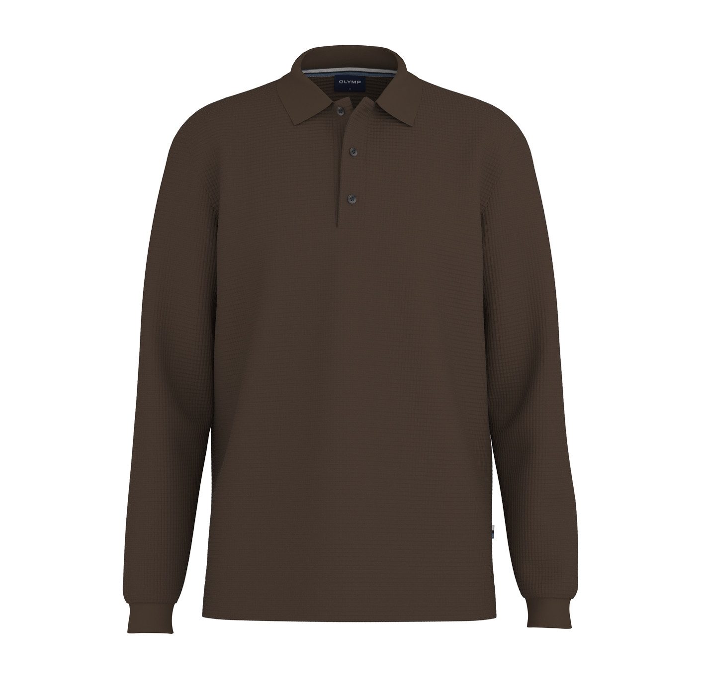 OLYMP Langarm-Poloshirt Casual in Waffel-Struktur, regular fit