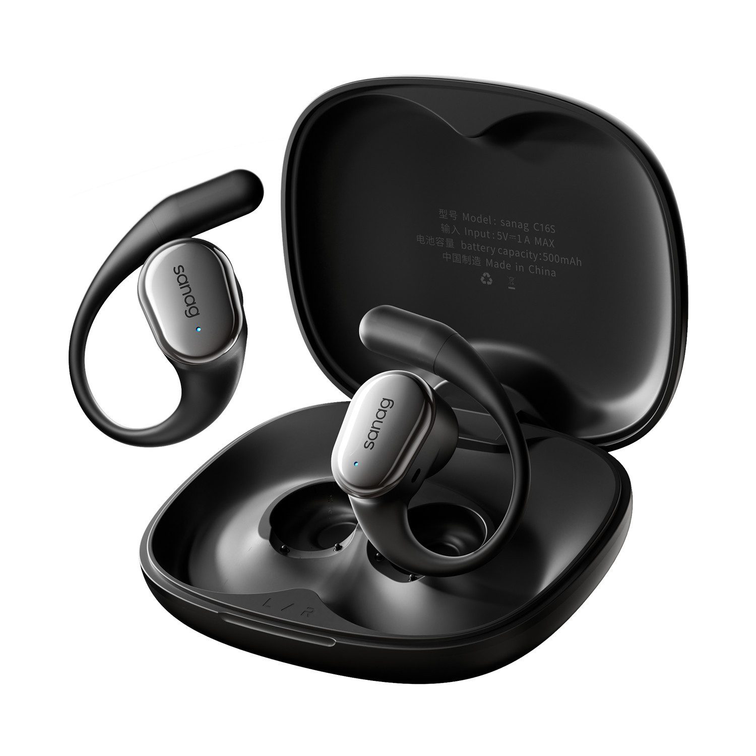 SANAG Bluetooth Наушники, Leichte und komfortable Наушники с открытым ухом (Bluetooth Наушники 5.4, Luftleitungs Наушники mit Klare Anrufqualität und Intelligente Bassoptimierung, ENC Noise Cancelling Earbuds, 60 Std Laufzeit, IPX5 Wasserdichte Kabellose Sport Bluetooth Наушники mit Ohrhaken,Ideal zum Büroarbeit,Fahren und Radfahren)