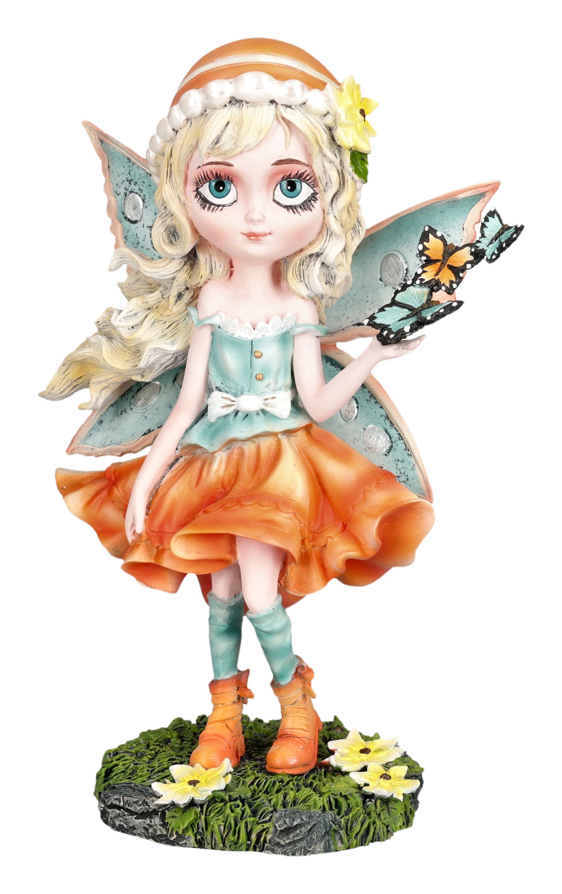Figuren Shop GmbH Fantasy-Figur Elfenfigur Summer Fae – Schmetterling Fee Statue Fantasy 19 cm Elfe