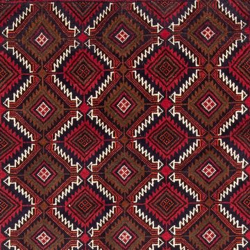 Hochflor-Läufer Belutsch Durchgemustert Rosso scuro 197 x 107 cm, morgenland, rechteckig, Höhe: 8 mm, Handgeknüpft