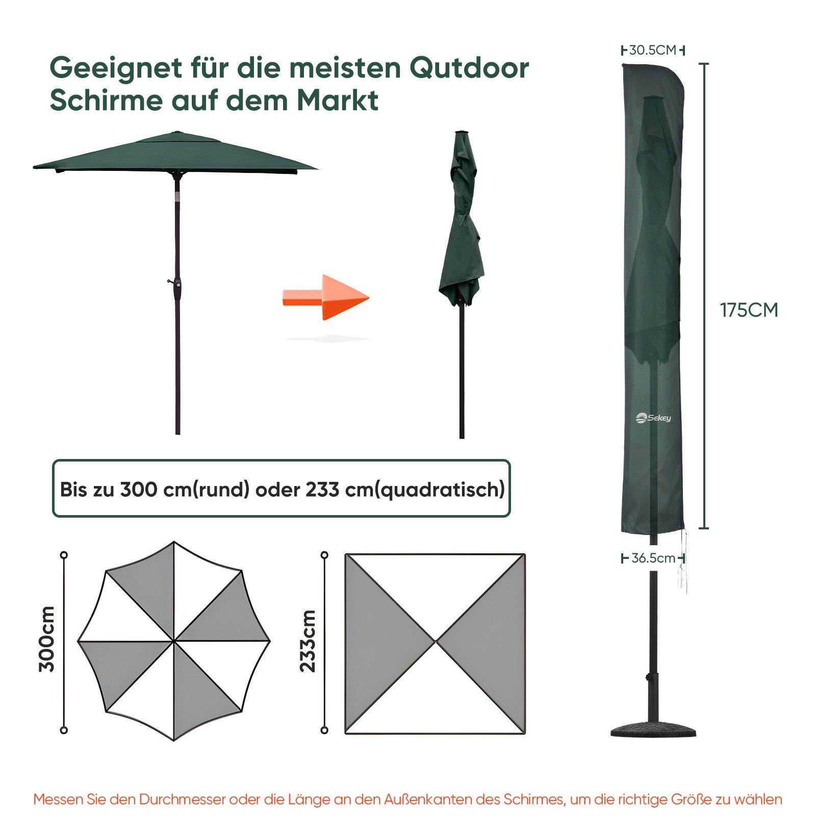 Sekey Sonnenschirm-Schutzhülle Sonnenschirm Schutzhülle Wasserdicht Abdecku günstig online kaufen