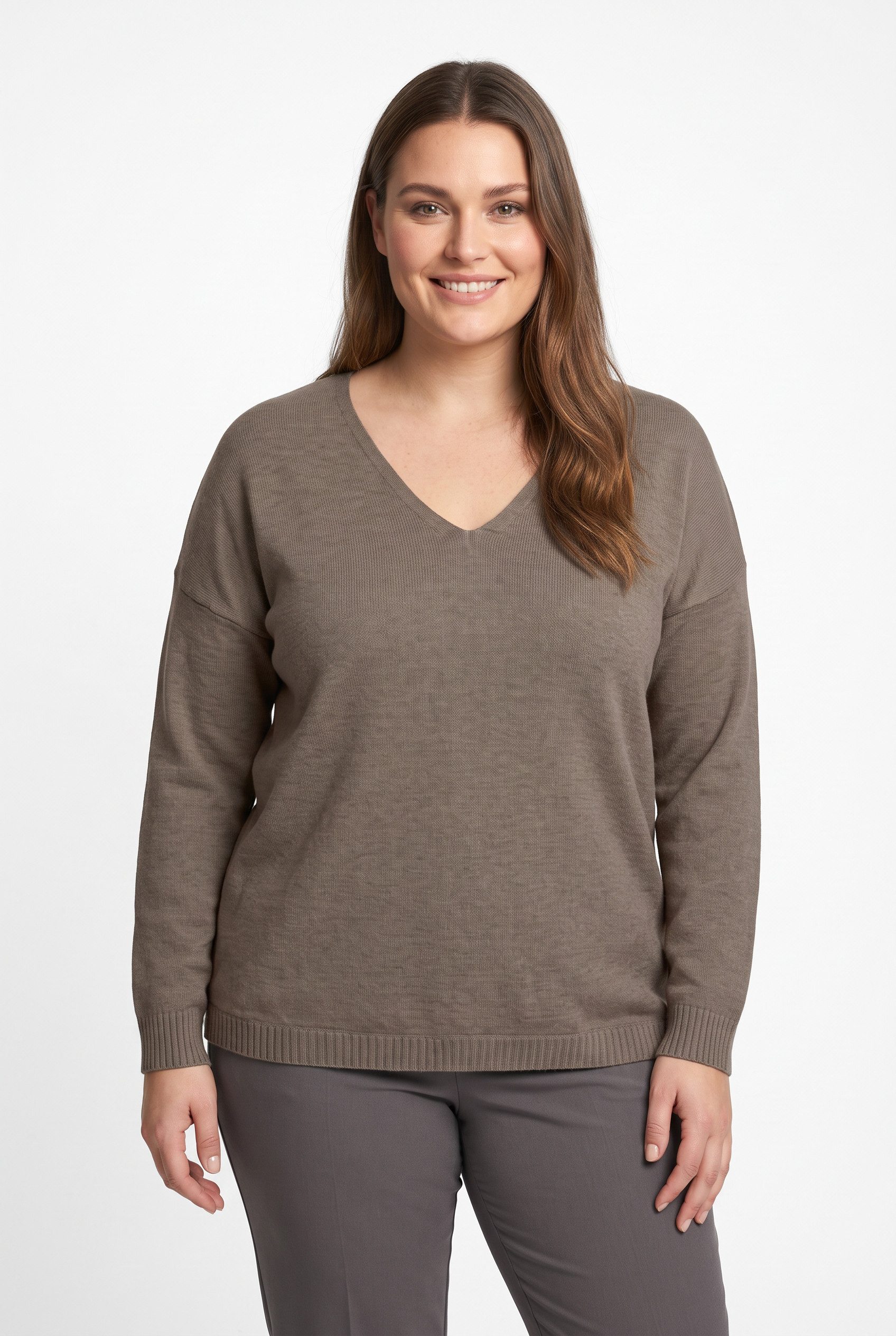 ONLY CARMAKOMA V-Ausschnitt-Pullover CARMARGARETA LS PULLOVER KNT NOOS Viskosemischung, regular fit