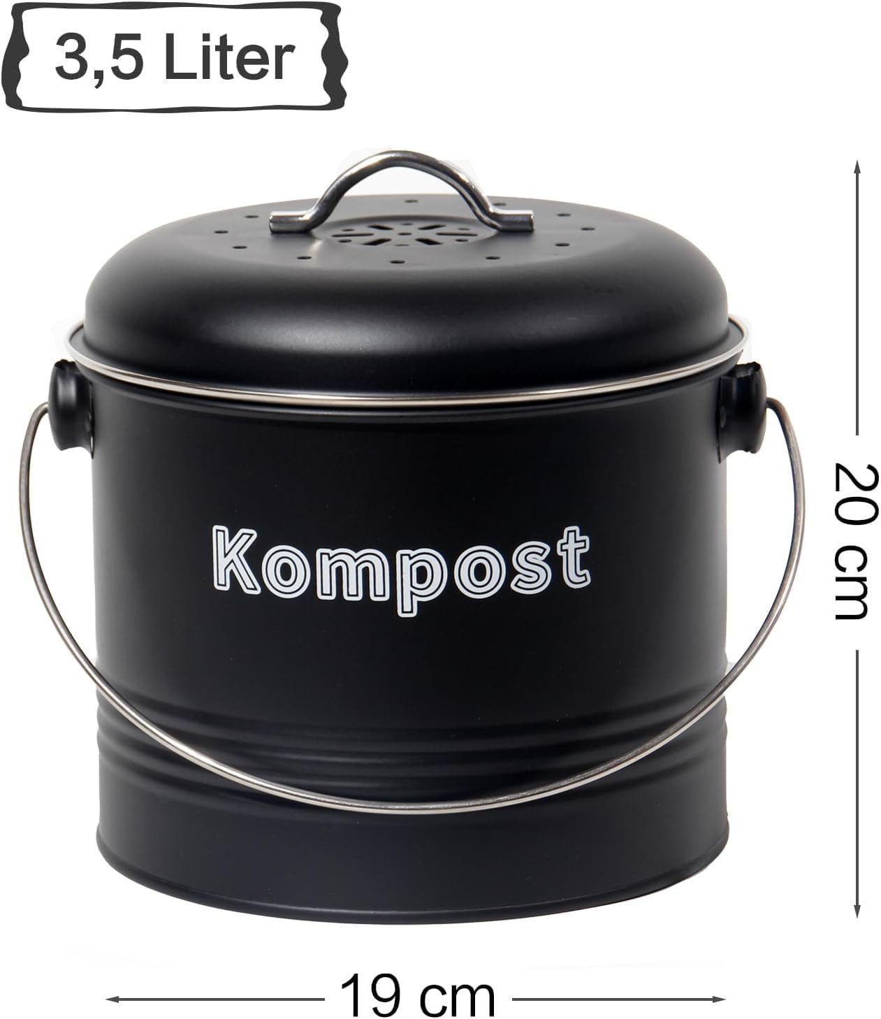 Zedelmaier Biomülleimer Biomülleimer Küche, Bio Mülleimer, Komposteimer Metall, Geruchsdicht mit Aktivkohlefiltern, Biomüll Retro 3,5L