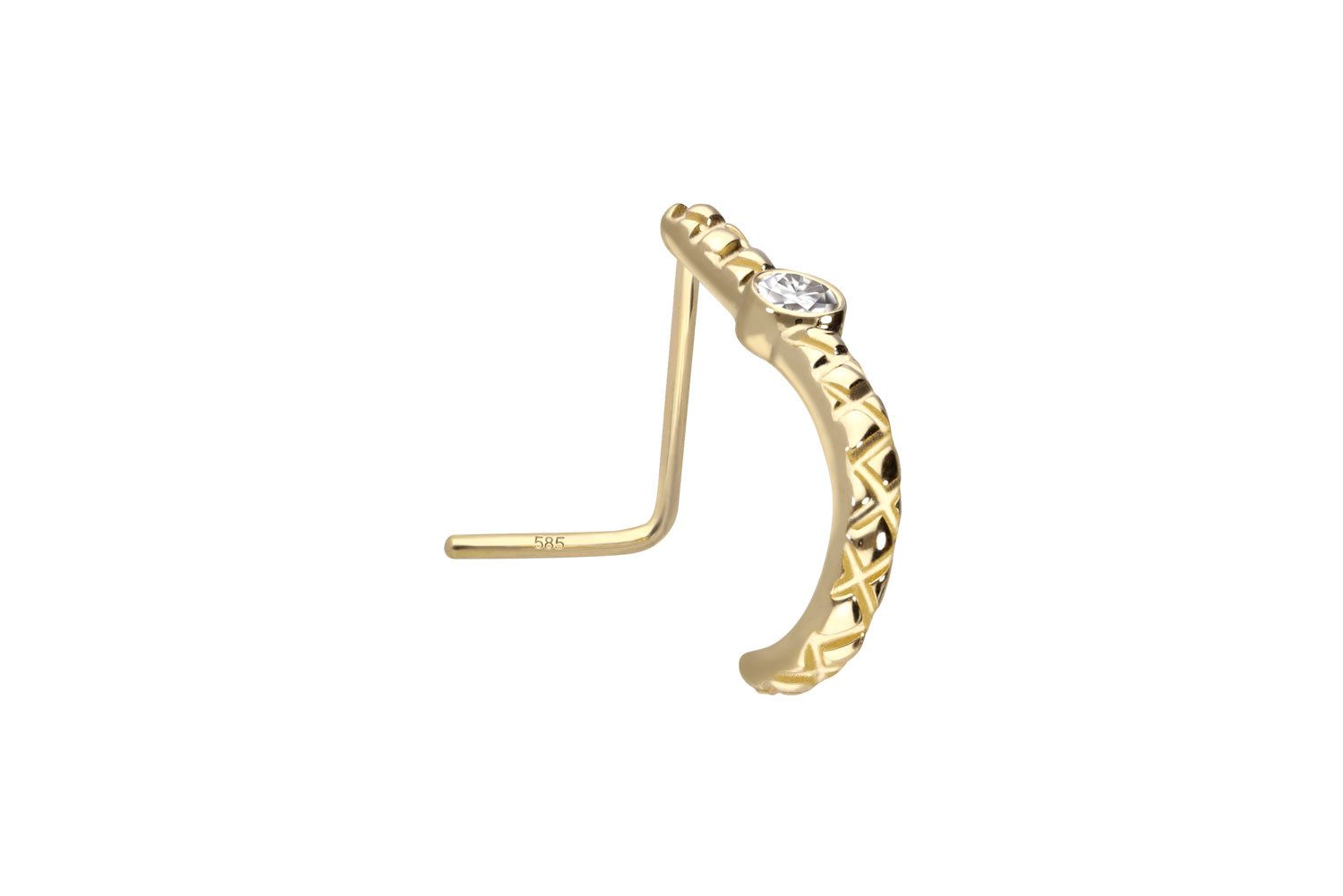 PIERCINGLINE Nasenpiercing 14/18 Karat Gold Nasenstecker MOISSANIT (Nasenstecker, 1-tlg)