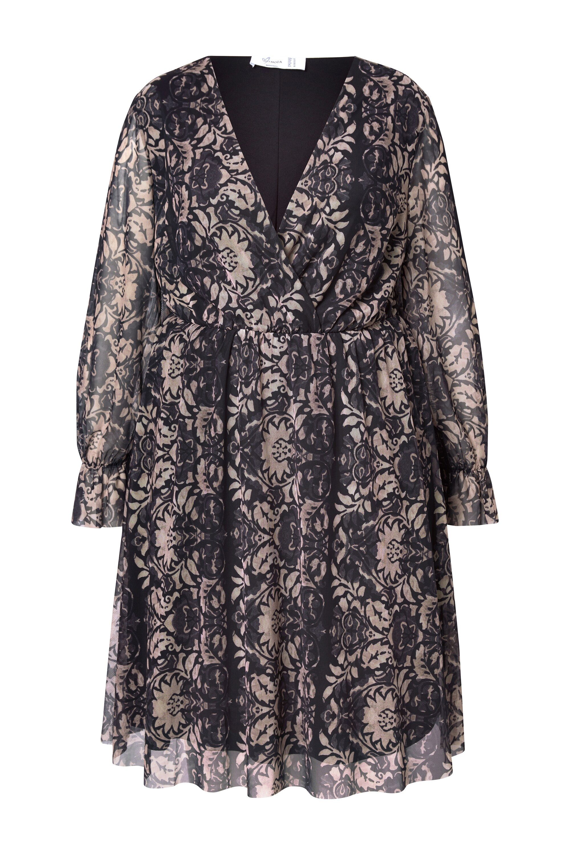 MIAMODA Jerseykleid Kleid A-Linie Mesh mit Alloverdruck Langarm günstig online kaufen