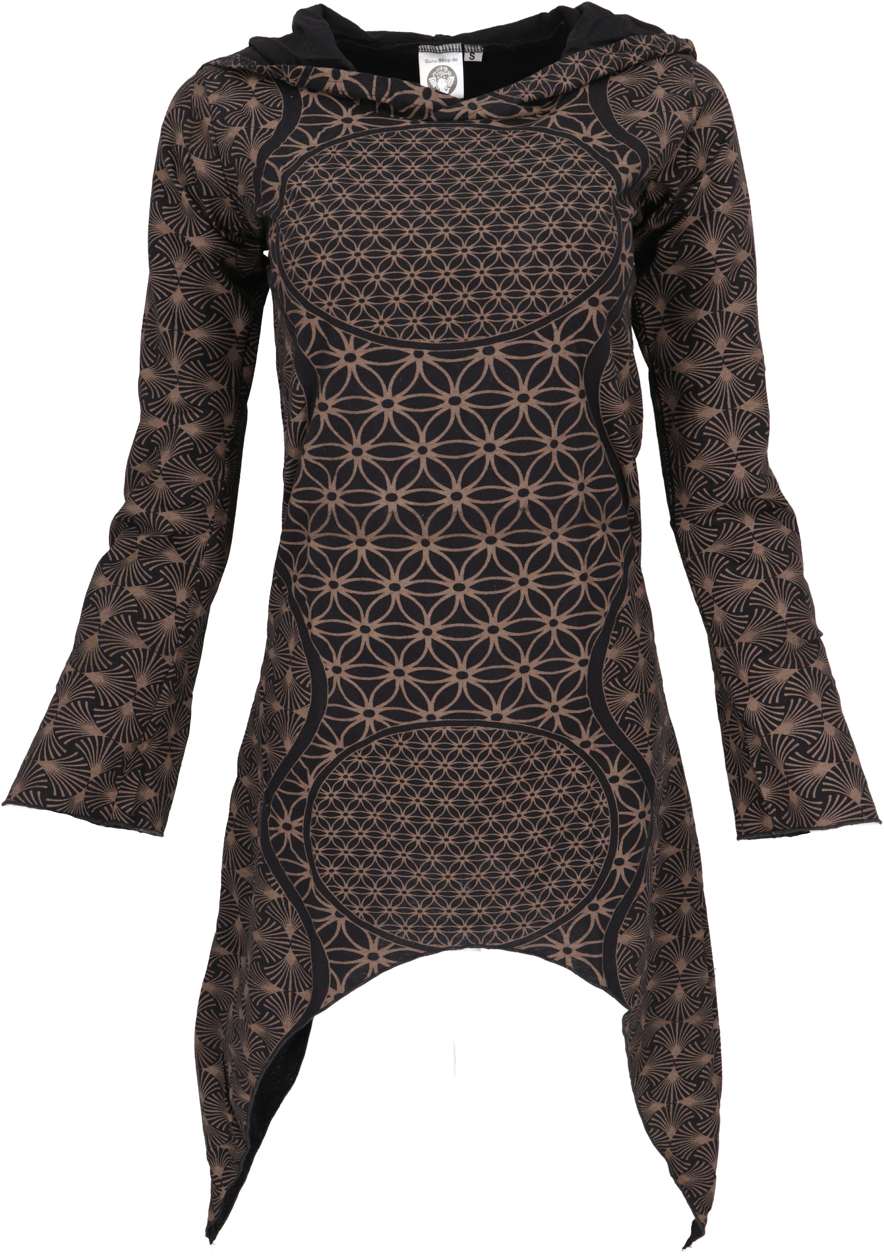Guru-Shop Midikleid Ethno Pixi Minikleid, bedrucktes Goakleid.. alternative Bekleidung