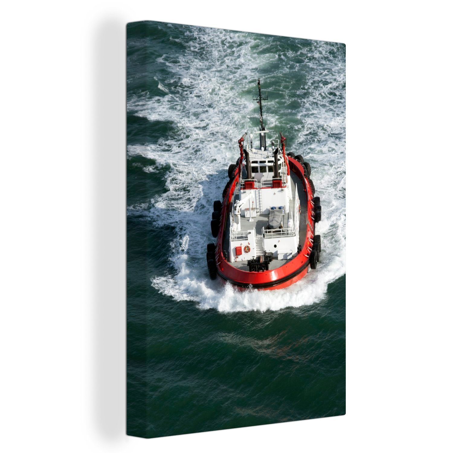 OneMillionCanvasses® Leinwandbild Schlepper auf dem Wasser, (1 St), Leinwandbild fertig bespannt inkl. Zackenaufhänger, Gemälde, 20x30 cm