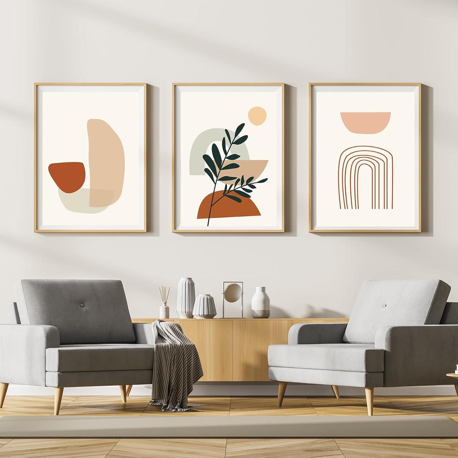 Leinwandbild Leinwand Bilder Moderne Abstrakt Kunstposter Wohnzimmer Boho 3er Set