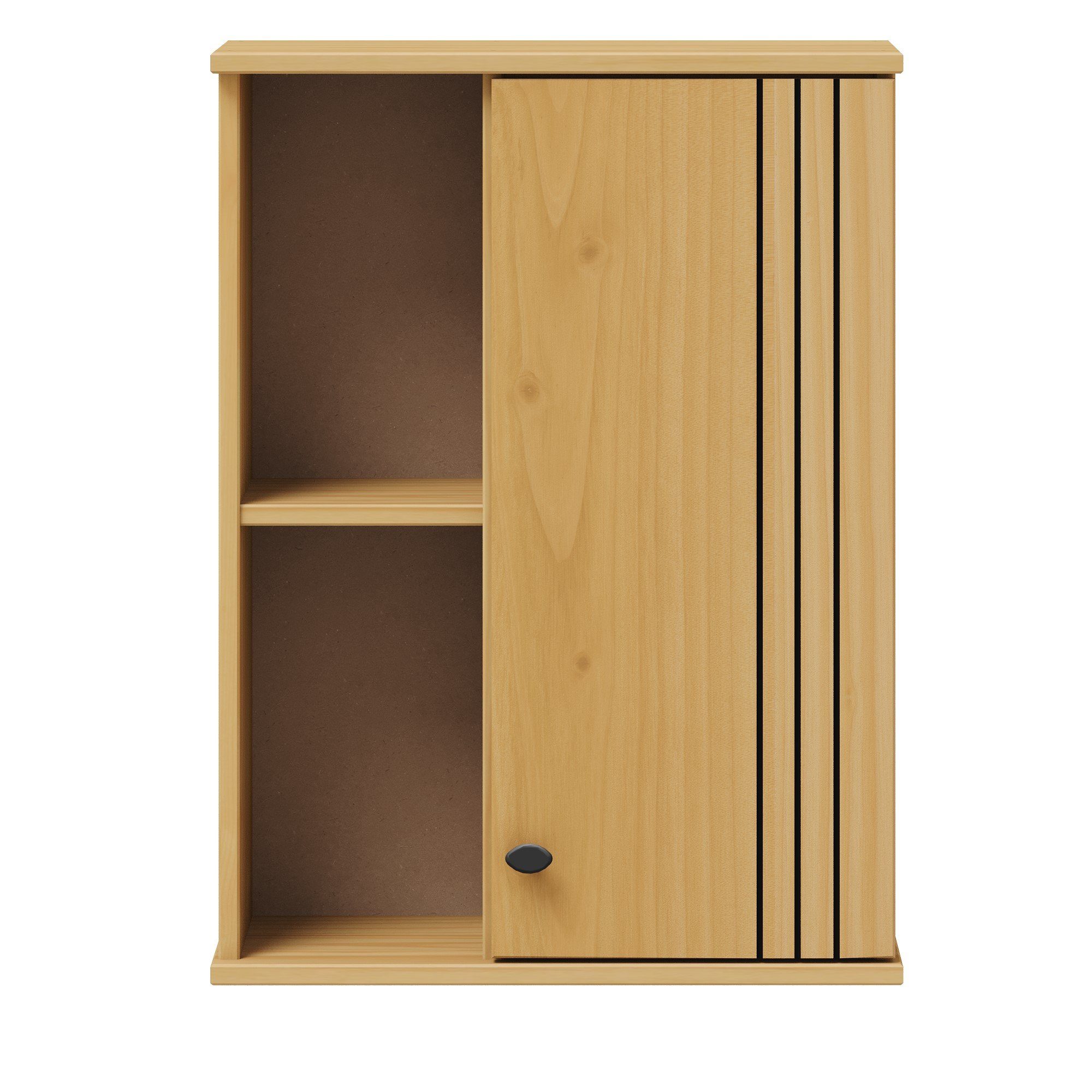 Woodroom Hängeschrank Sevilla Wandregal mit Türen Kiefer eichefarbig lackiert, BxHxT 52x70x21 cm