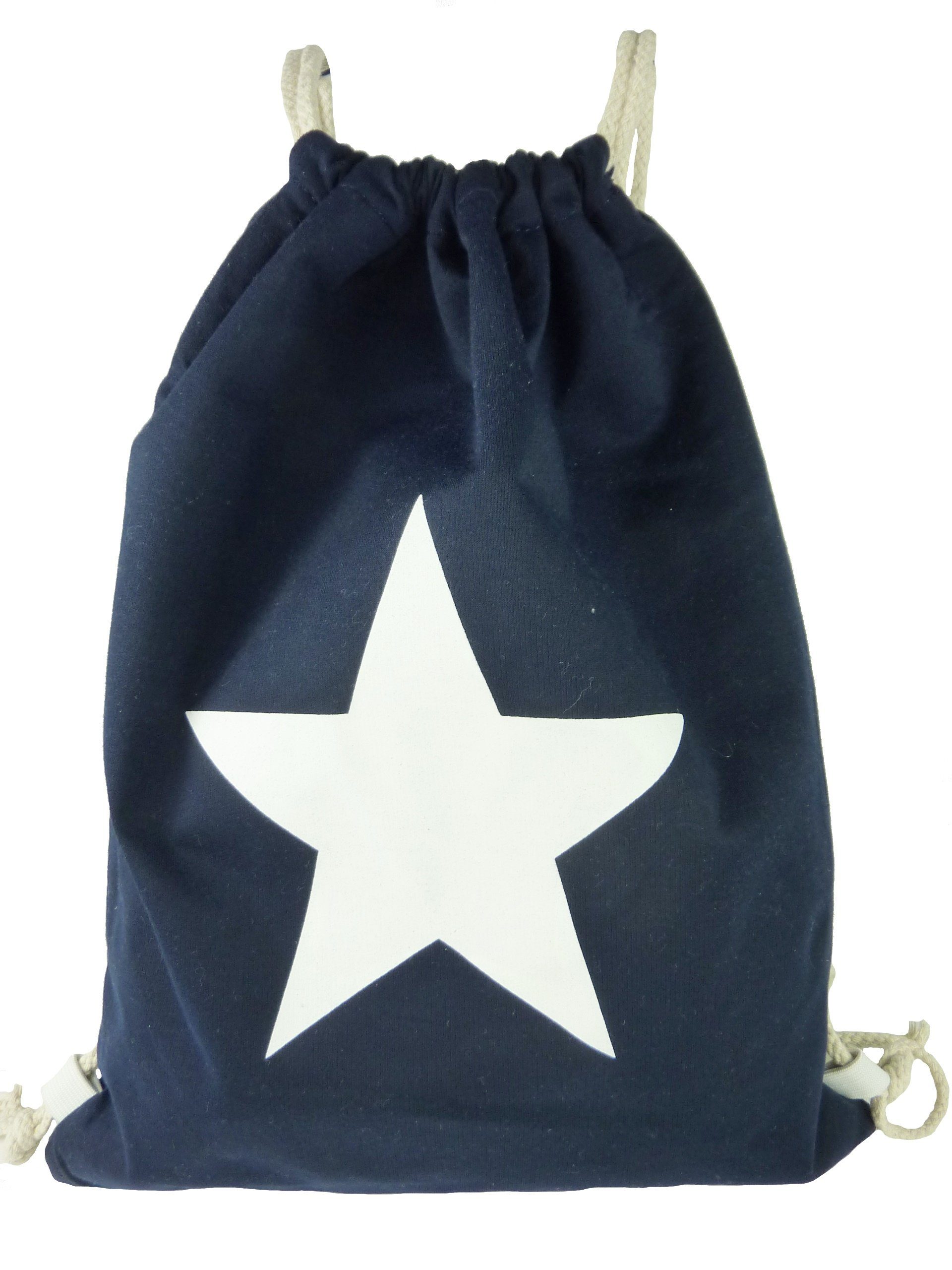 Taschen4life Gymbag Turnbeutel Rucksack 1605, mit großem Stern, Jute Beutel, sling bag, Sportbeutel marineblau