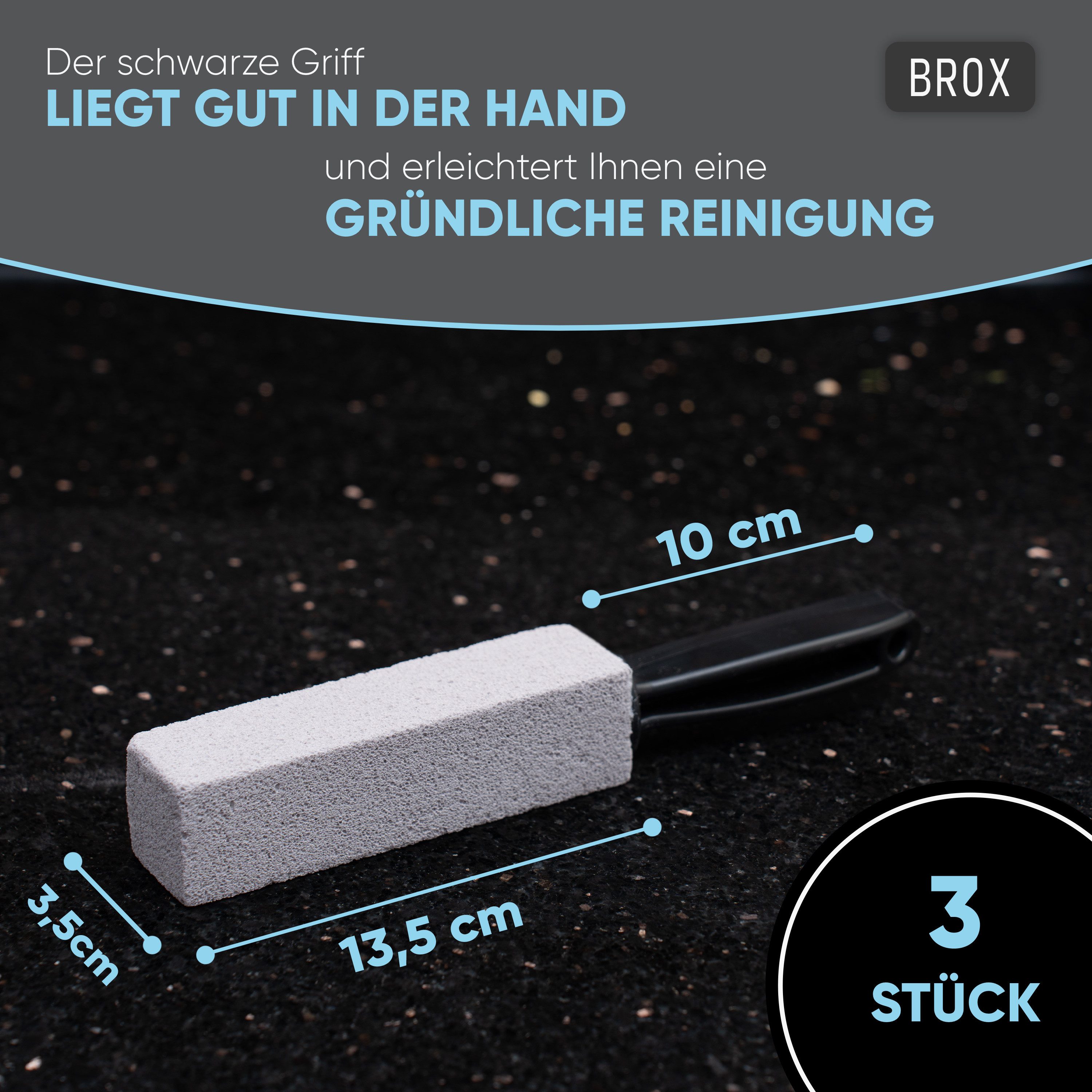 BROX WC-Reinigungsbürste – Bimsstein Toilette & Bimssteine WC, Kalk & Urinsteinentferner, (SPAR-Set, 3-tlg), Nachhaltig & Wiederverwendbar