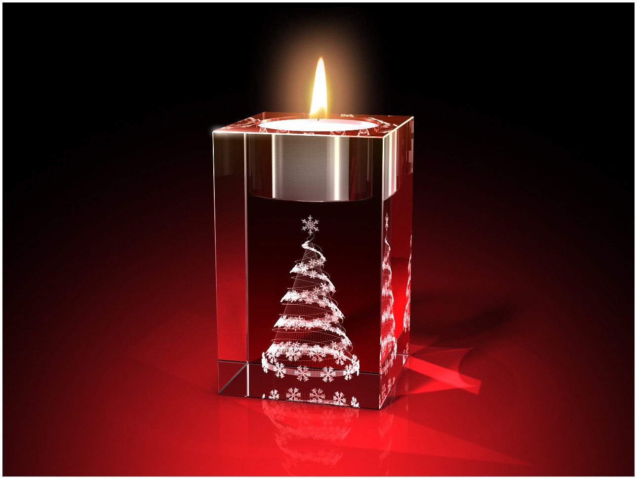 GLASFOTO.COM Teelichthalter Advents-Teelichthalter, Weihnachten, Kristallglas, 4er-Set