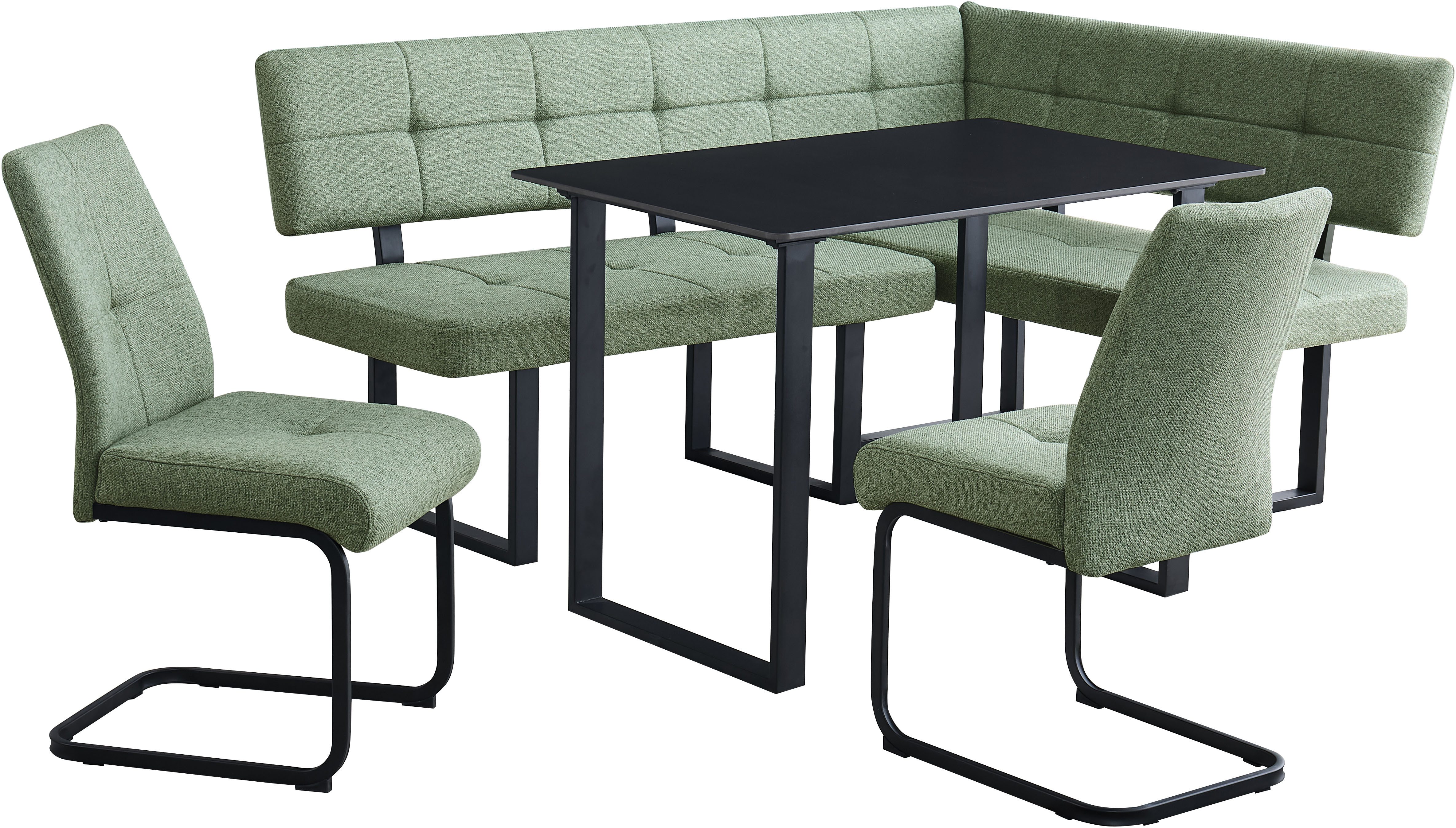 OTTO home Eckbankgruppe Alabama, (Spar-Set, 4-tlg), Sitzgruppe mit Federkern, 2 Freischwingern und Sinterstein-Tisch
