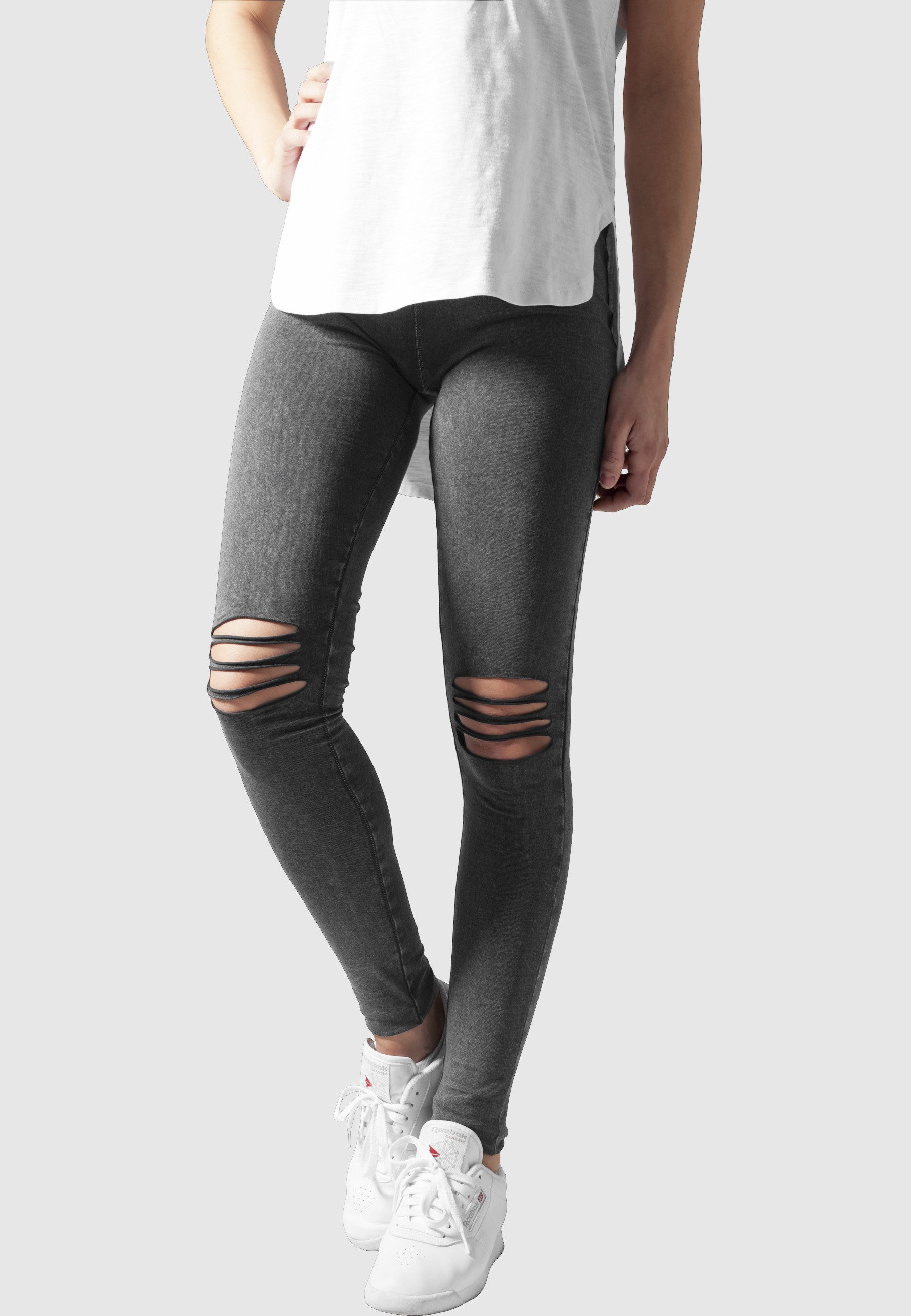 URBAN CLASSICS Leggings Urban Classics Damen Ladies Cutted Knee Leggings (1-tlg)