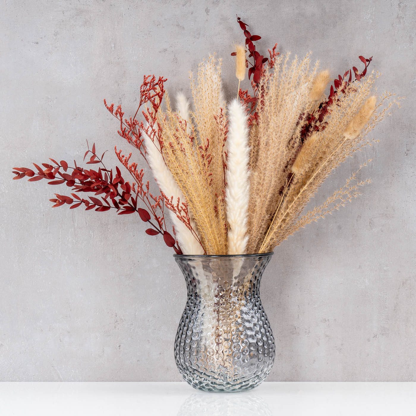 Levandeo® Dekovase, Retro Vase Grau Glas Blumenvase Dekovase Glasvase Blumendeko