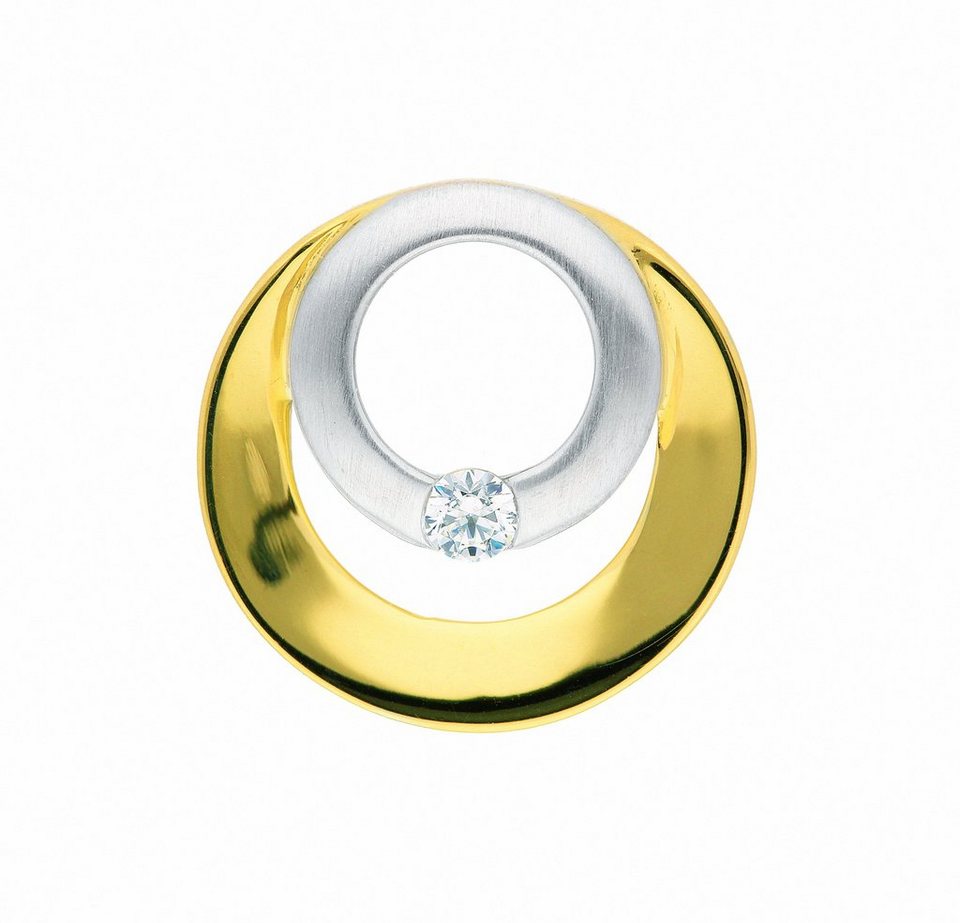 Adelia´s Kettenanhänger 585 Gold Anhänger mit Zirkonia, mit Zirkonia  Goldschmuck für Damen, Maße - Höhe 14 mm