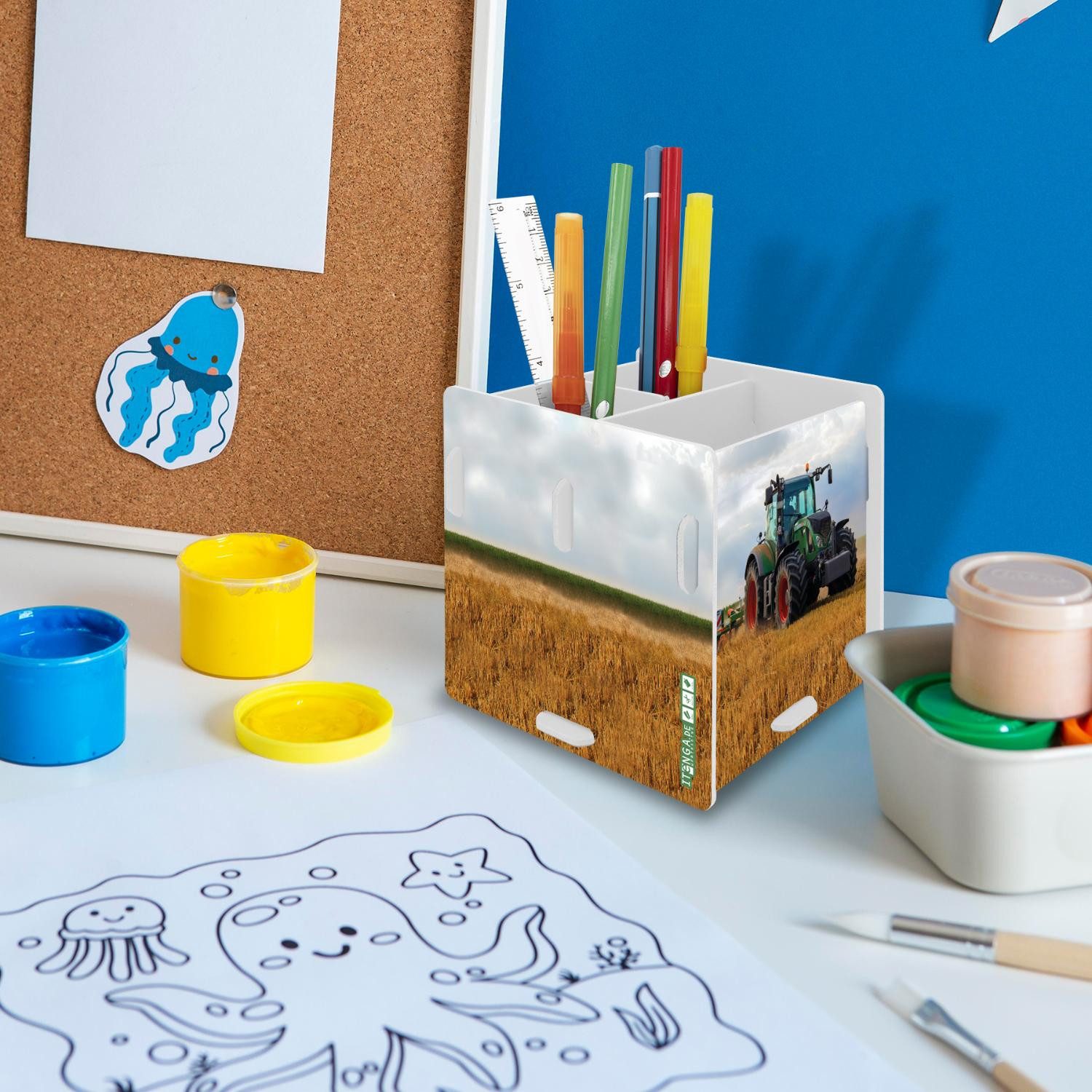 itenga Organizer itenga Stifteköcher "Traktor auf dem Feld" steckbar aus Kunststoff – Bild 3 von 4