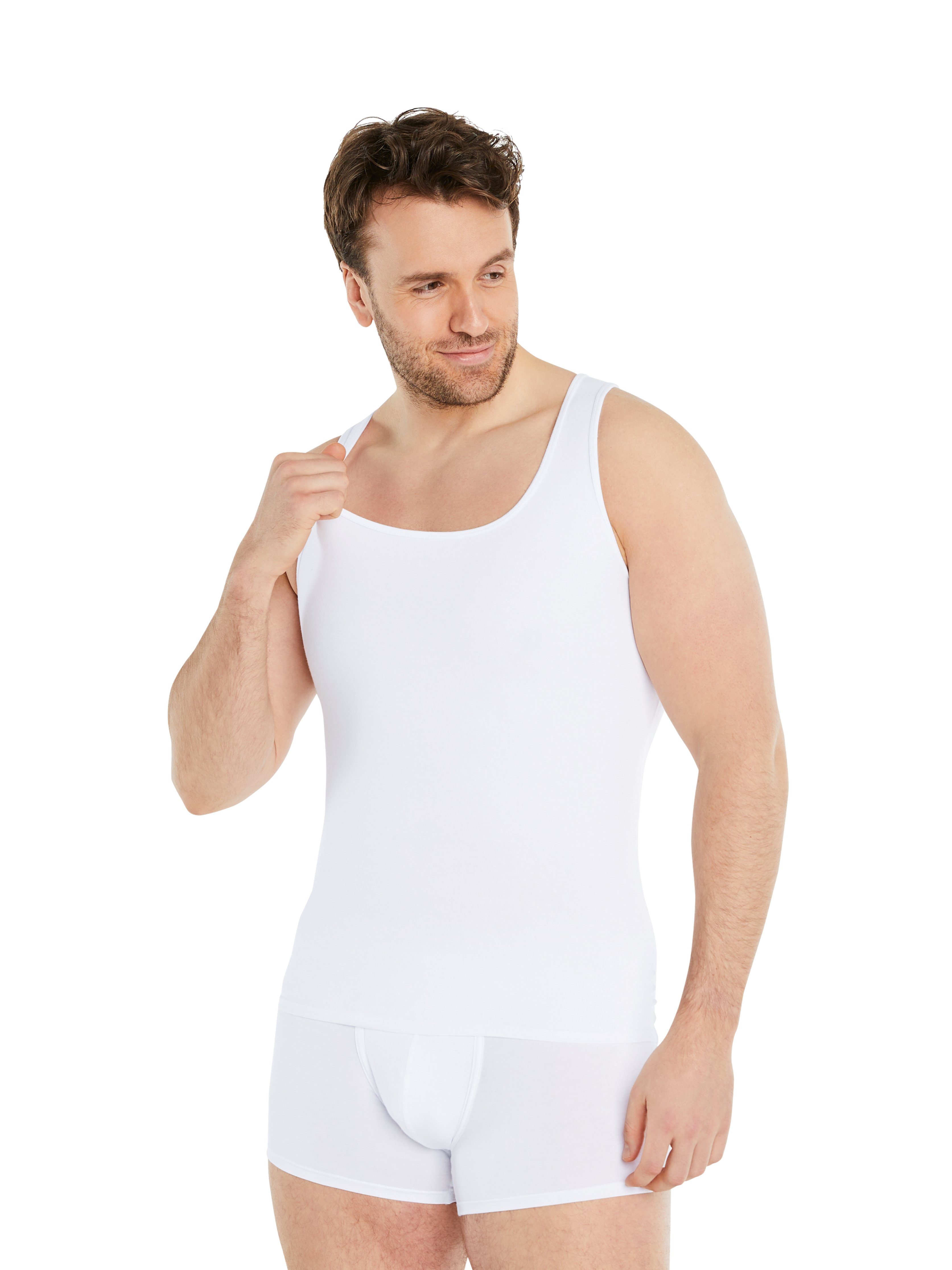 FINN Design Shapinghemd Shapewear Kompressions-Unterhemd Ärmellos Herren extra starke Kompression, eine Kleidergröße weniger Weiß