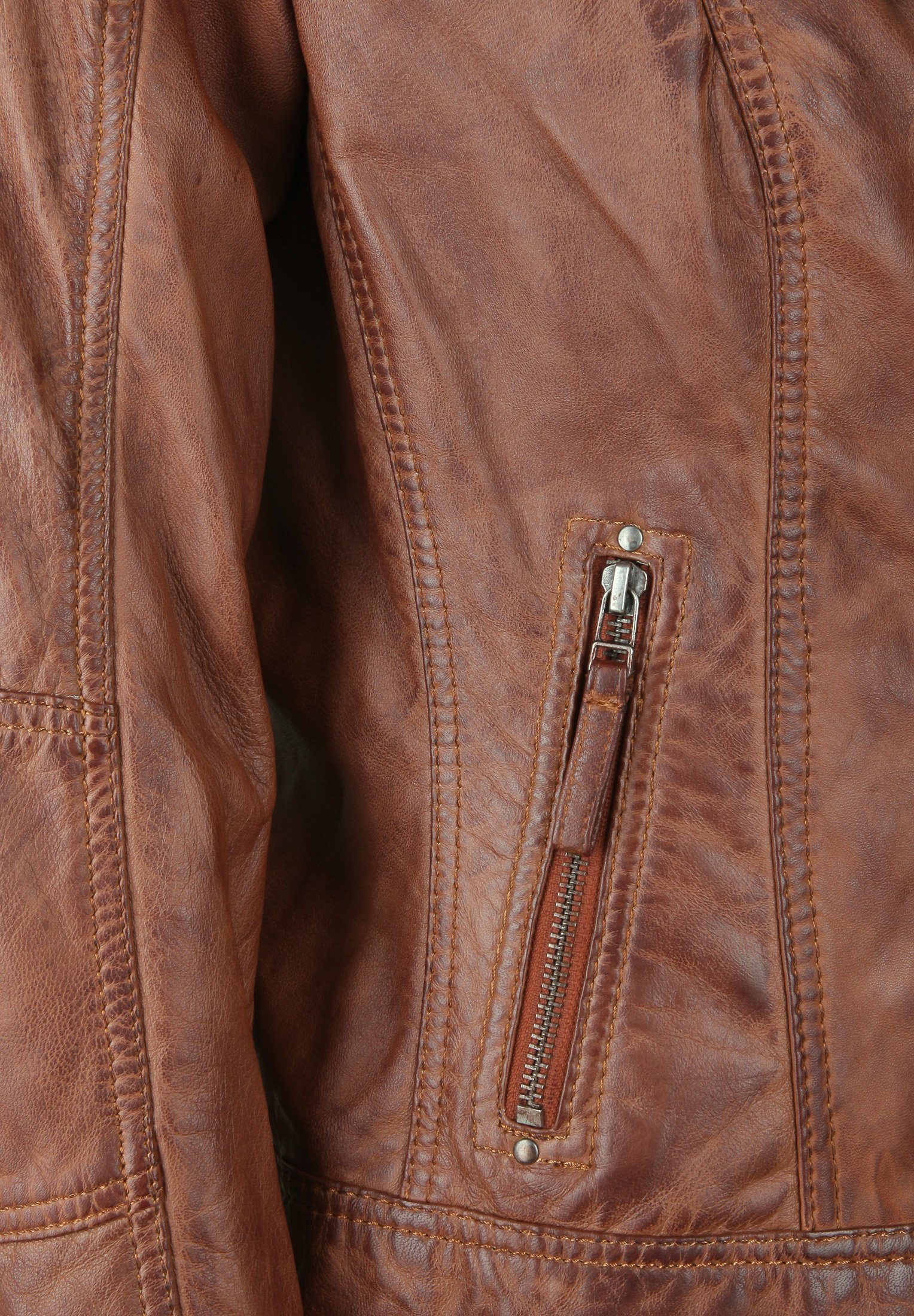 7eleven Lederjacke cognac Bikerjacke "BASTIA"