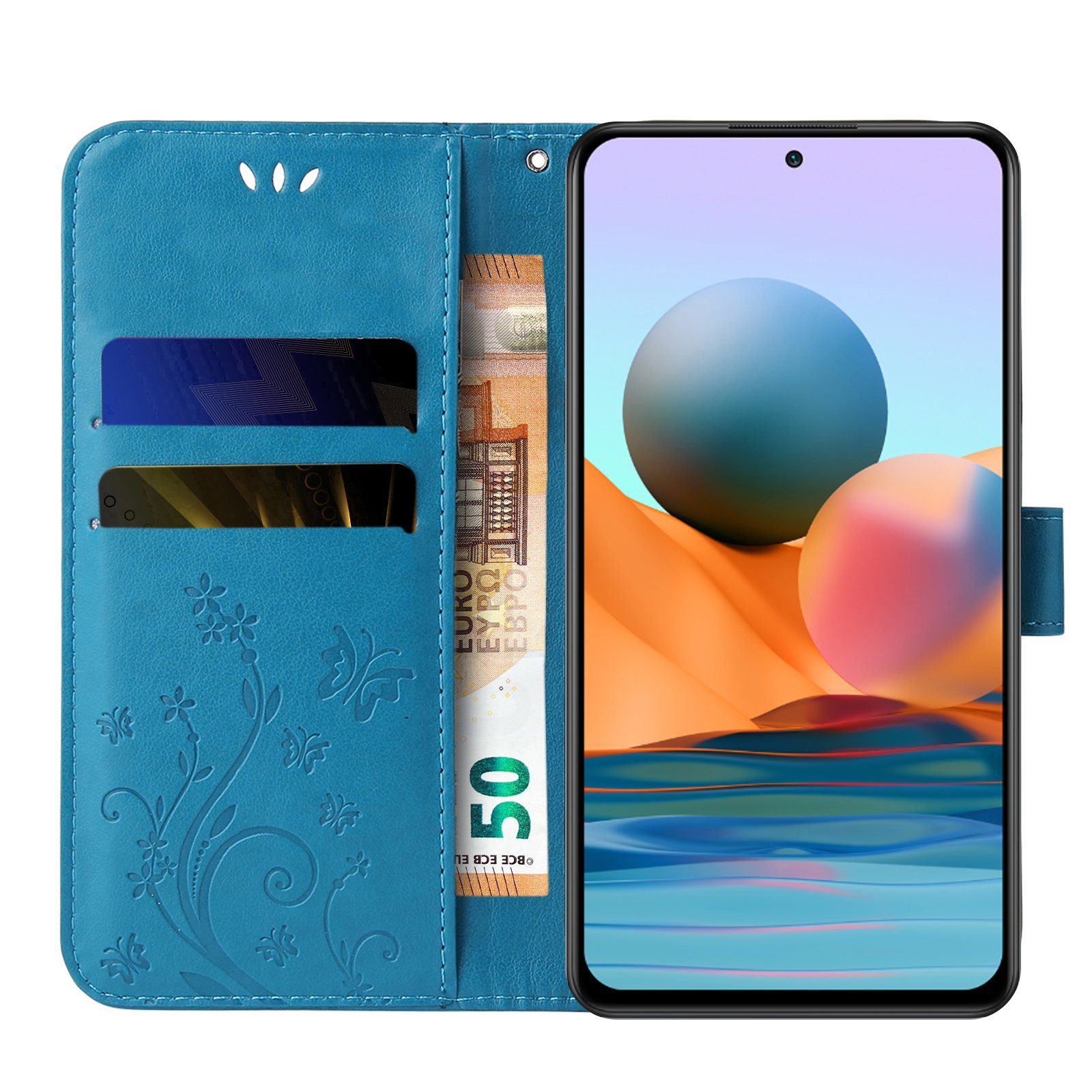 Tec-Expert Handyhülle Cover Tasche Hülle für Xiaomi Redmi Note 10 Pro 6,67 Zoll, Klapphülle Case mit Kartenfach Fliphülle aufstellbar, Motiv Blumen