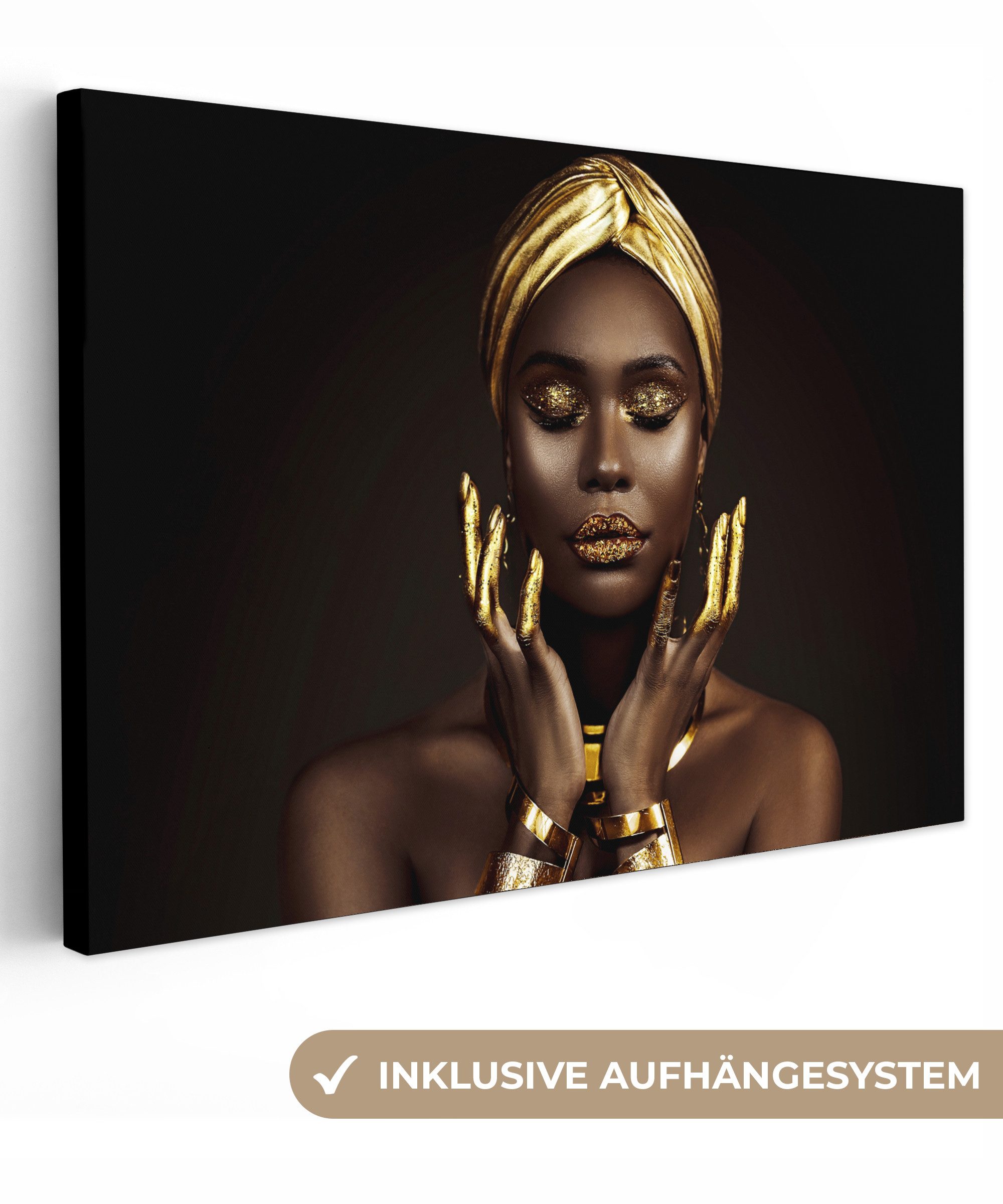 Leinwandbild Frau - Abstrakt - Gold - Porträt