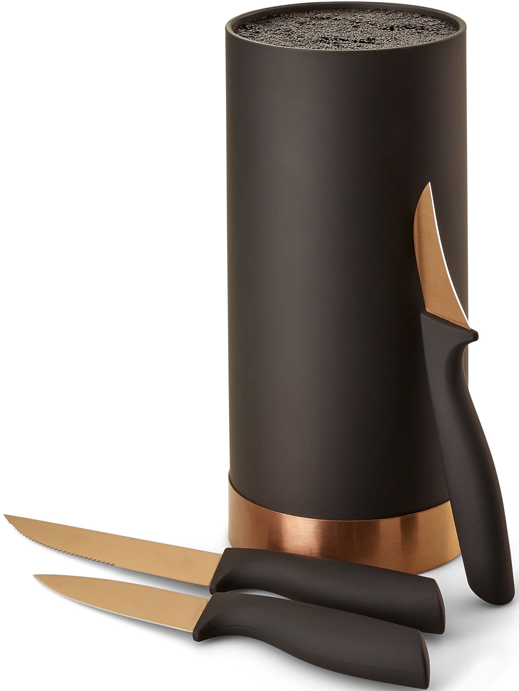 altkupferfarben Messer 4tlg 22 cm, ECHTWERK mit x Messerblock, cm Kochmessern Set 11 Borsteneinsatz 3 inkl.