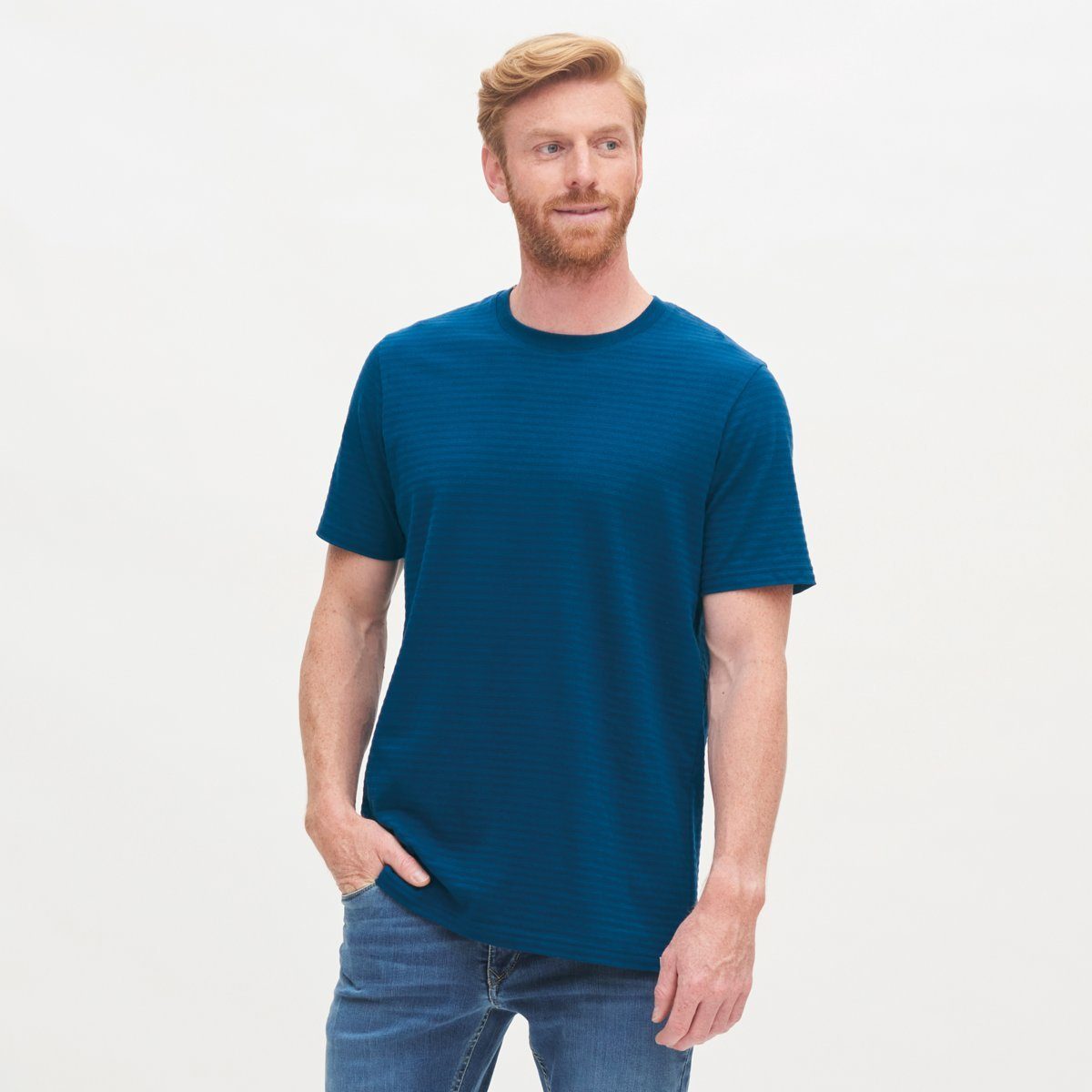 LIVING CRAFTS T-Shirt NICLAS Locker geschnittenes T-Shirt aus reiner Bio-Baumwolle Nordic Fjord