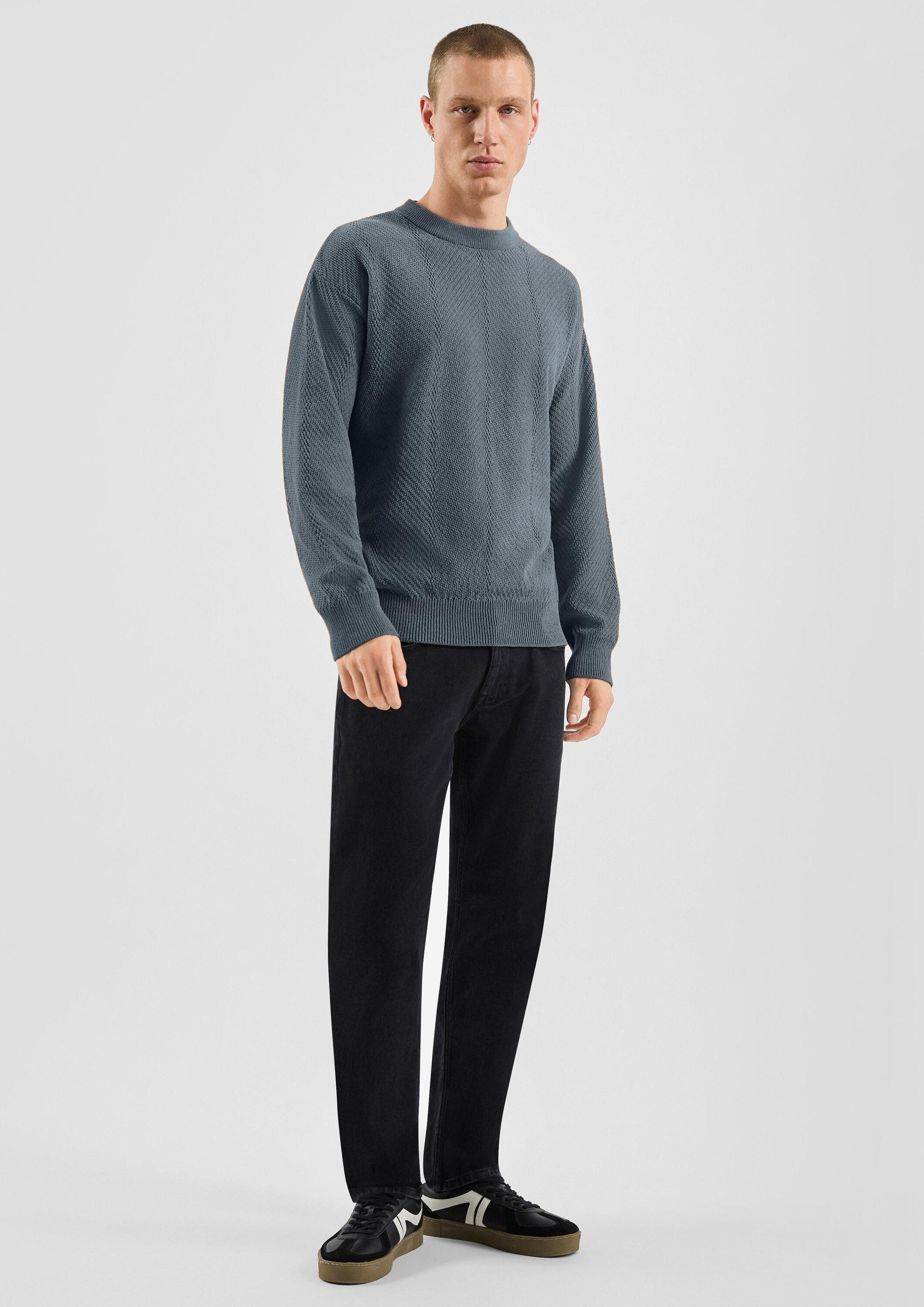 QS Longpullover Strickpullover Strukturierter Strickpullover