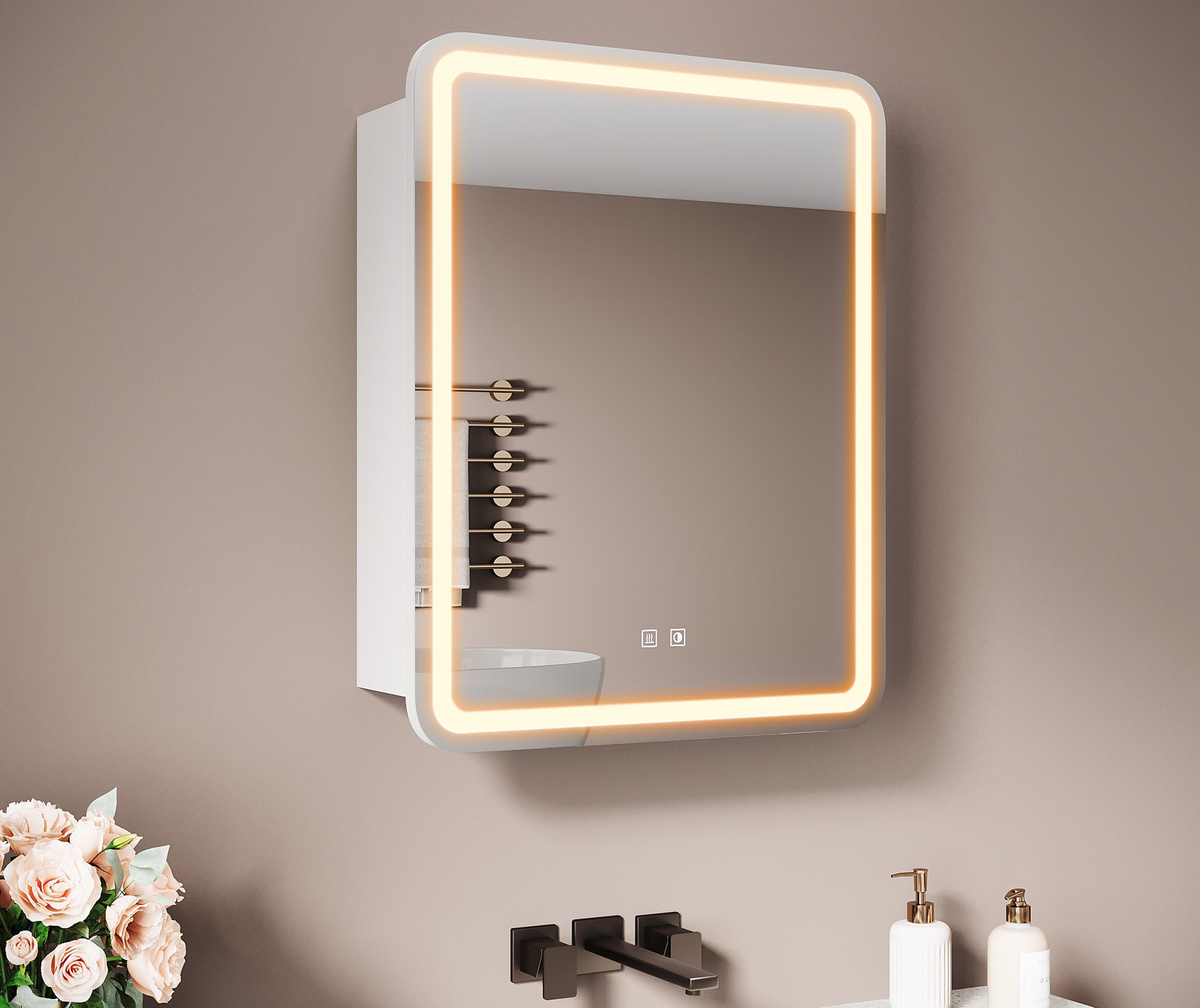 SONNI Spiegelschrank Badezimmerspiegelschrank, Spiegelschrank Badezimmer mit LED-Spiegel