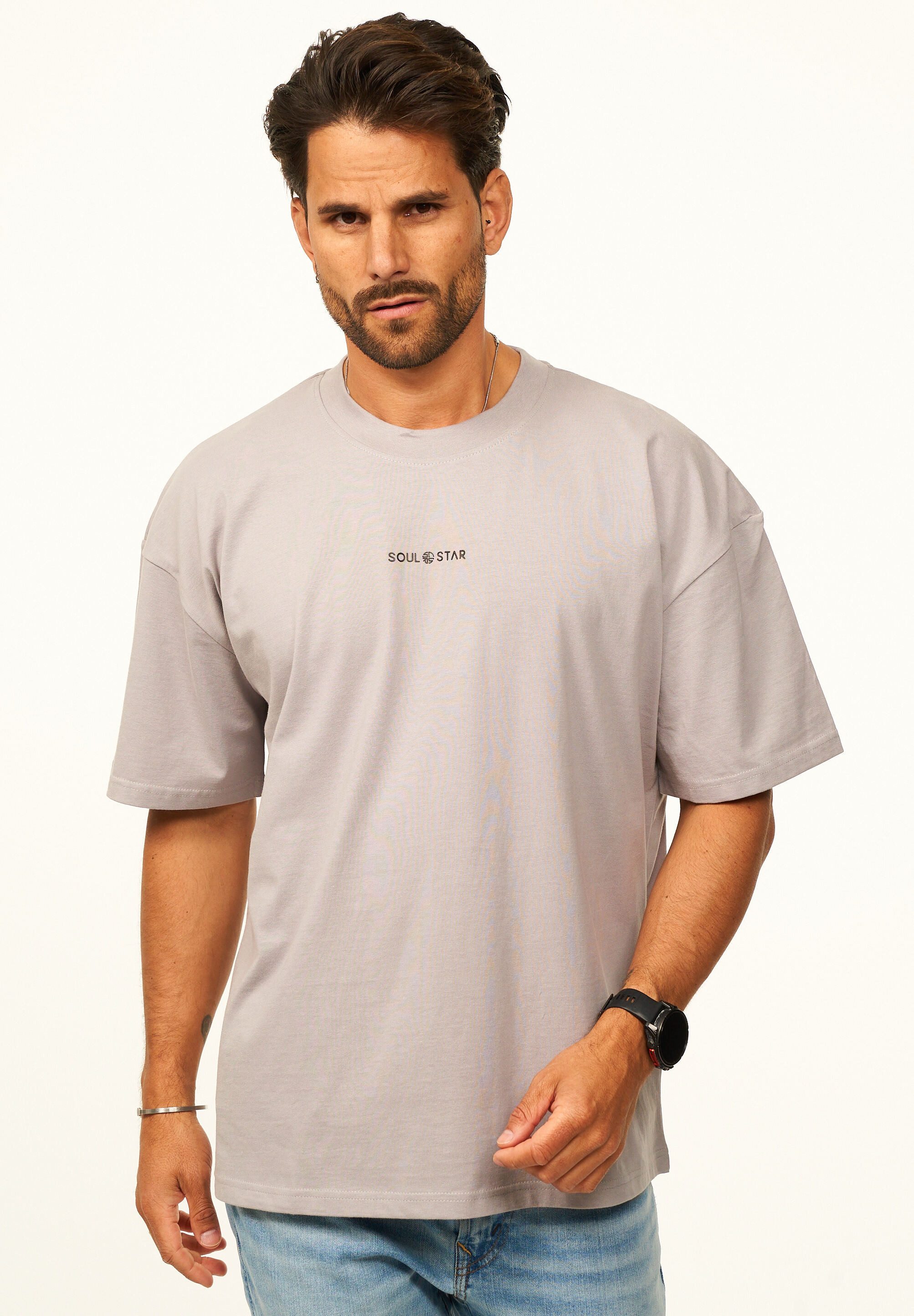 SOULSTAR T-Shirt im Oversize Fit - Herren Kurzarm Shirt mit Rundhals-Ausschnitt Basic Oberteil Crew-Neck kurzärmlig aus 100% Baumwolle für Männer