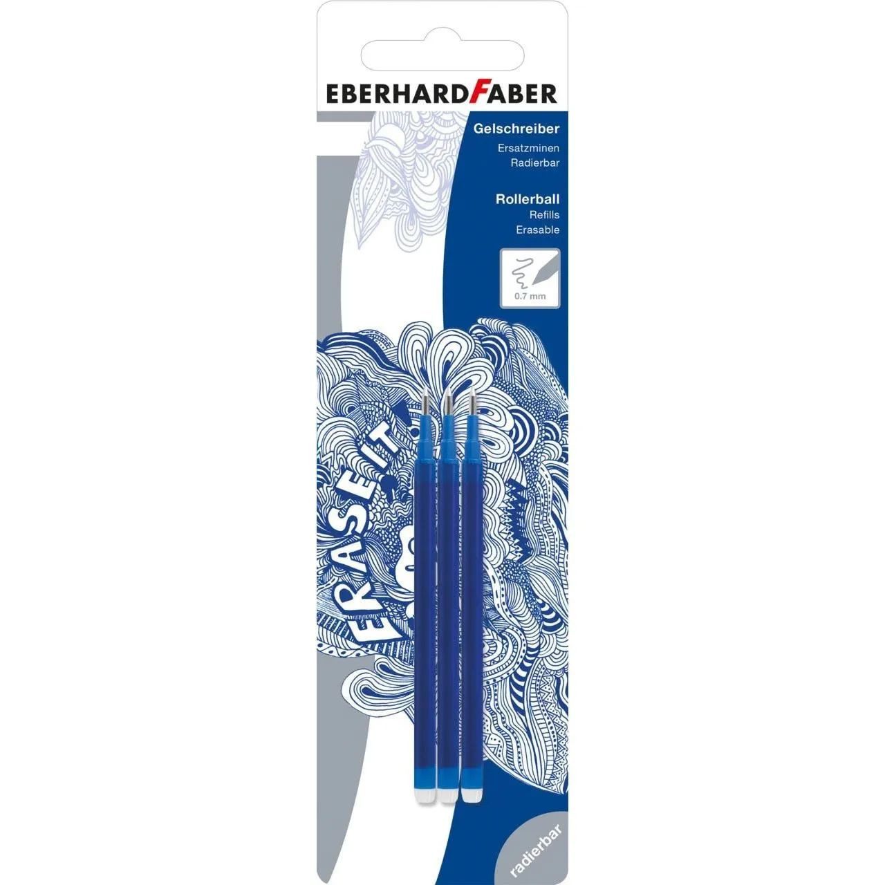 Eberhard Faber Stiftmine Eberhard Faber Refill 3er Set Gelschreiber Minen Erase it - BLAU